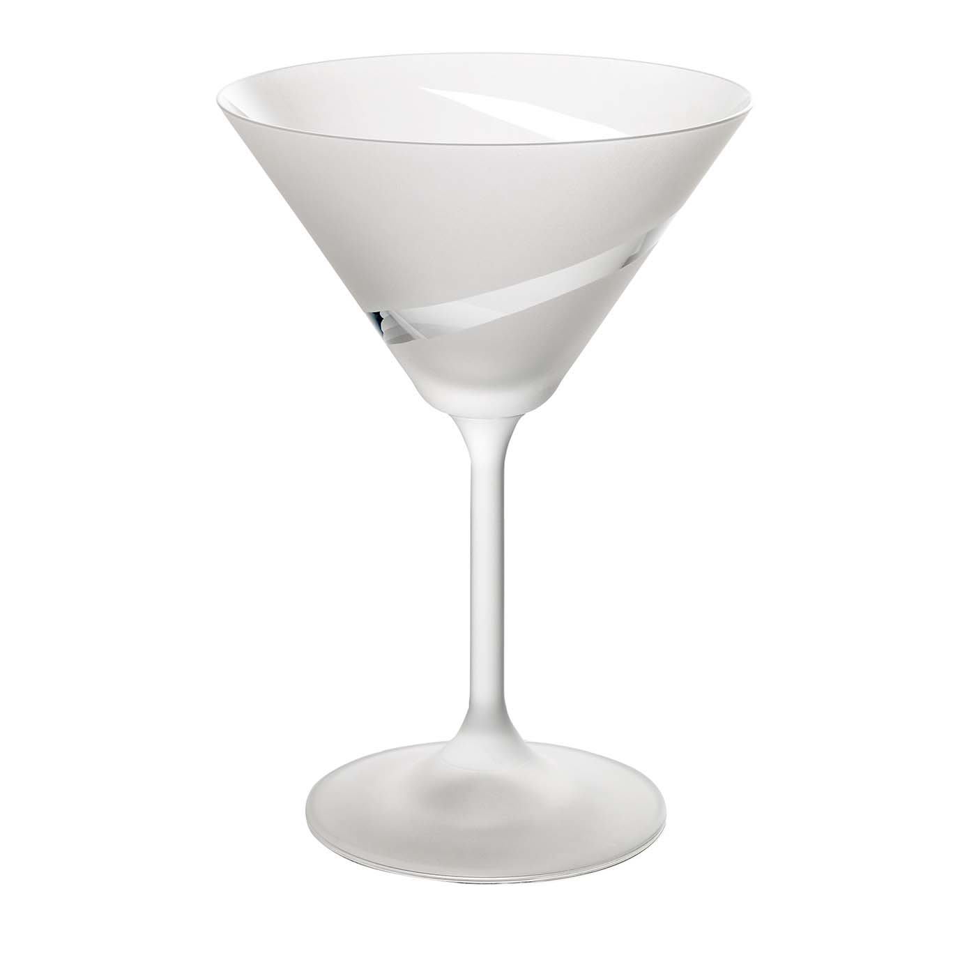 Set of 2 Bartender's Signature Frosted Martini Glasses by Alessandro Palazzi - IVV - Industria Vetraria Valdarnese