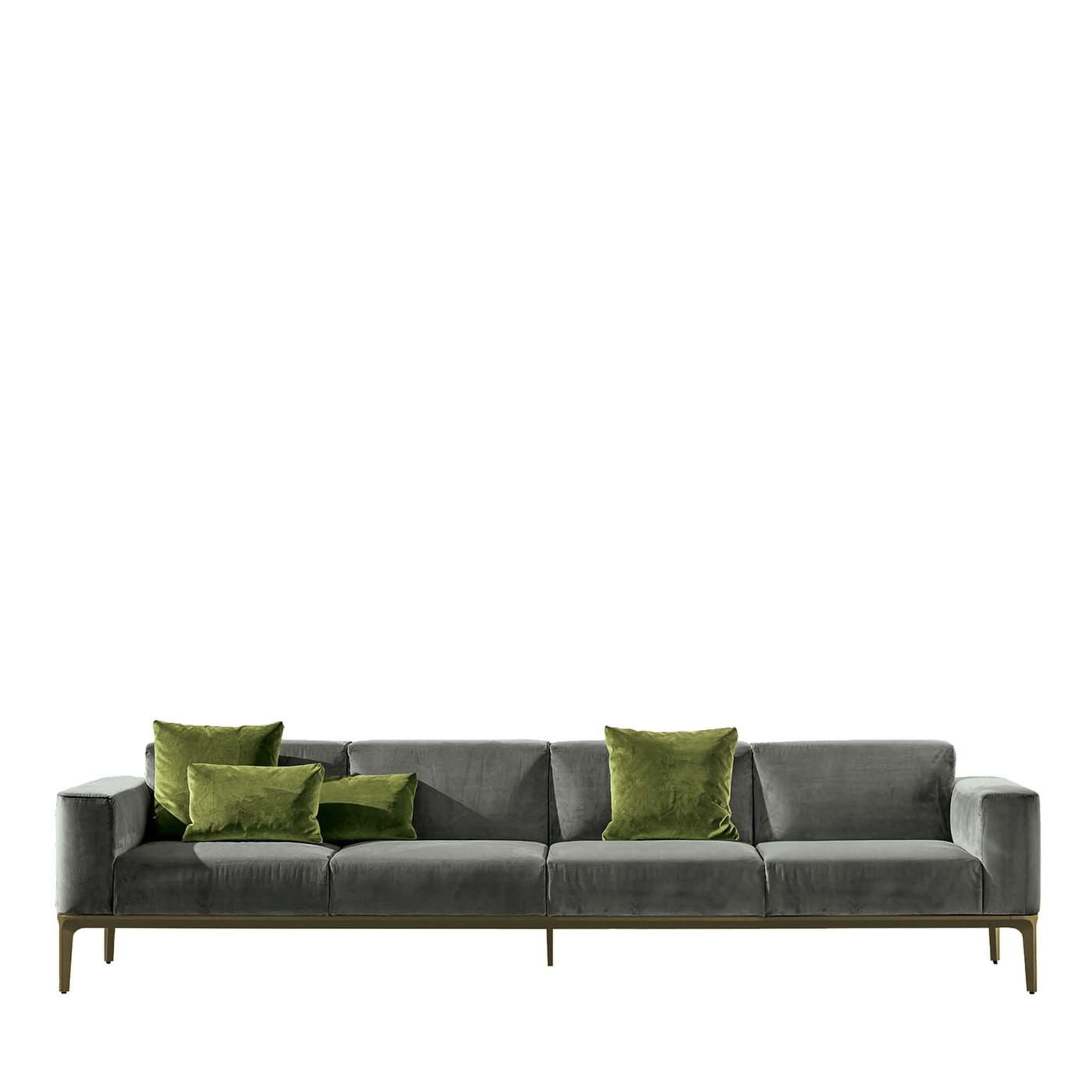 Slim 4-Seater Sofa in Taupe Velvet - Main view