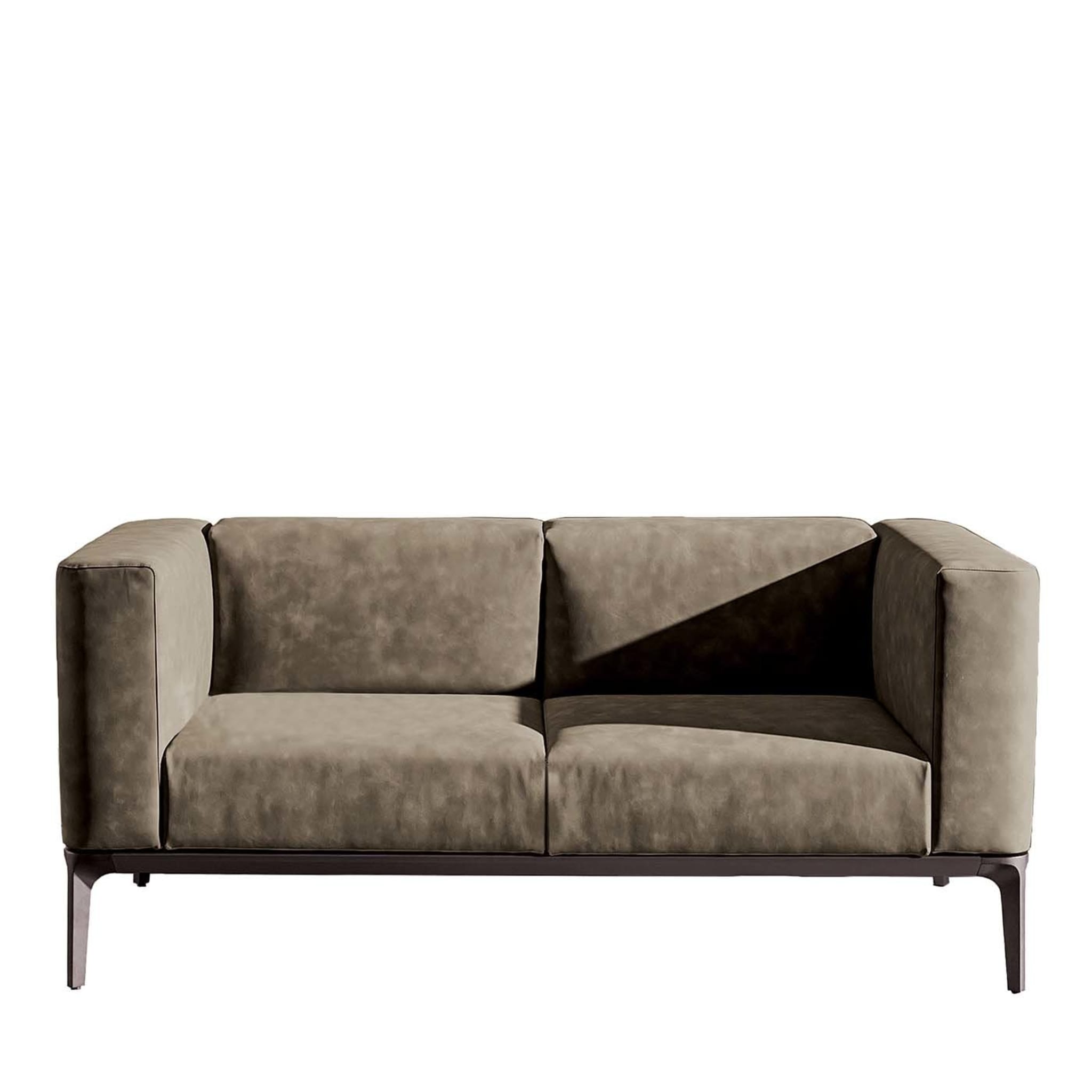 Slim 2-Seater Sofa in Brown Leather - Main view