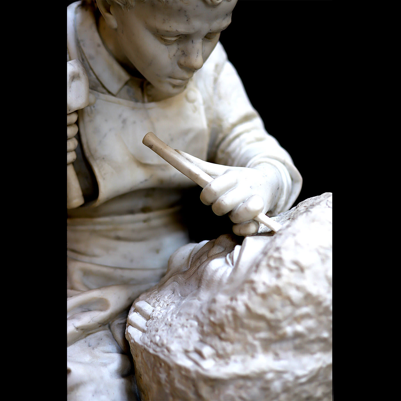 Michelangelo Sculpting the Head of a Fawn Sculpture - Galleria Romanelli
