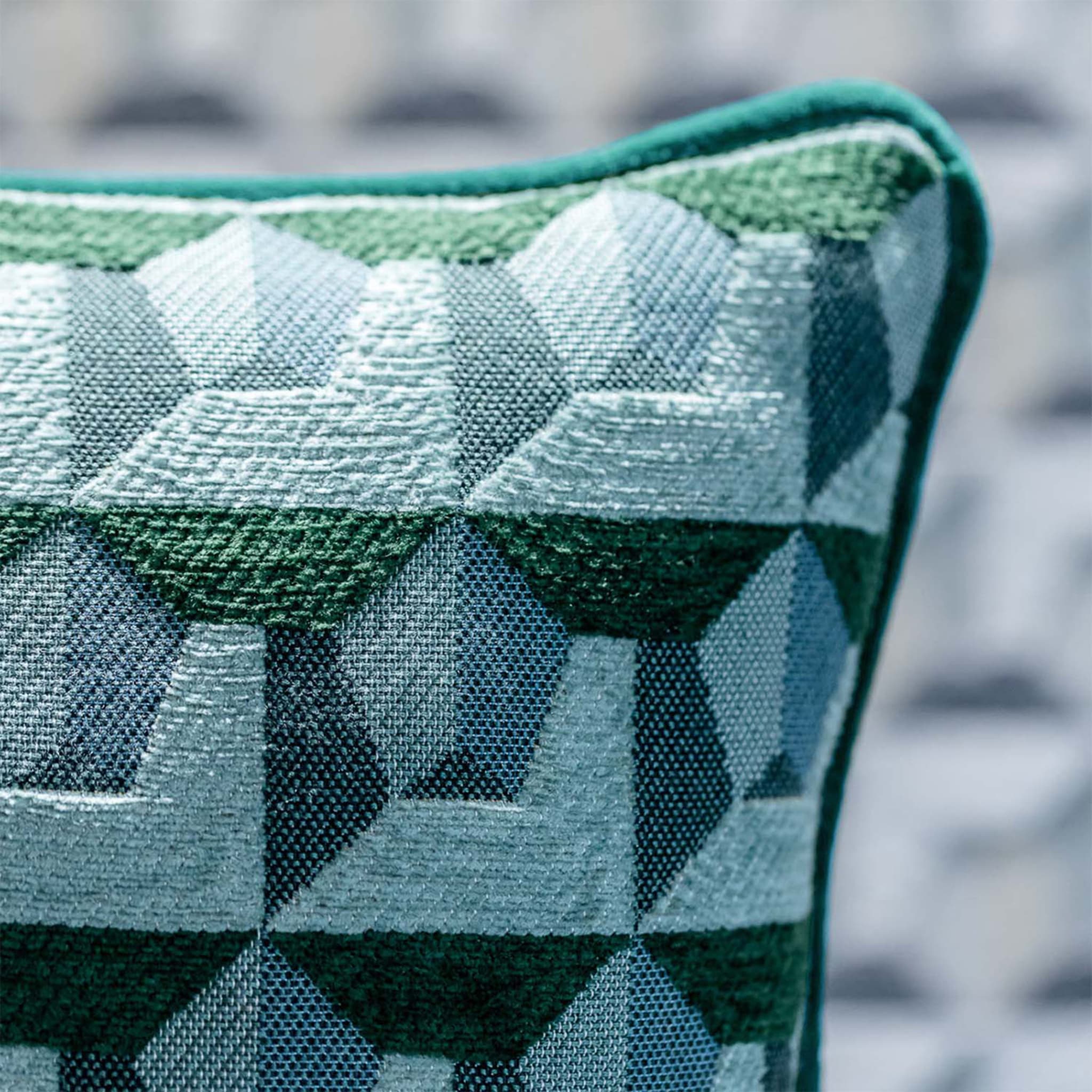 Green Carrè Cushion in geometric jacquard fabric - Alternative view 2