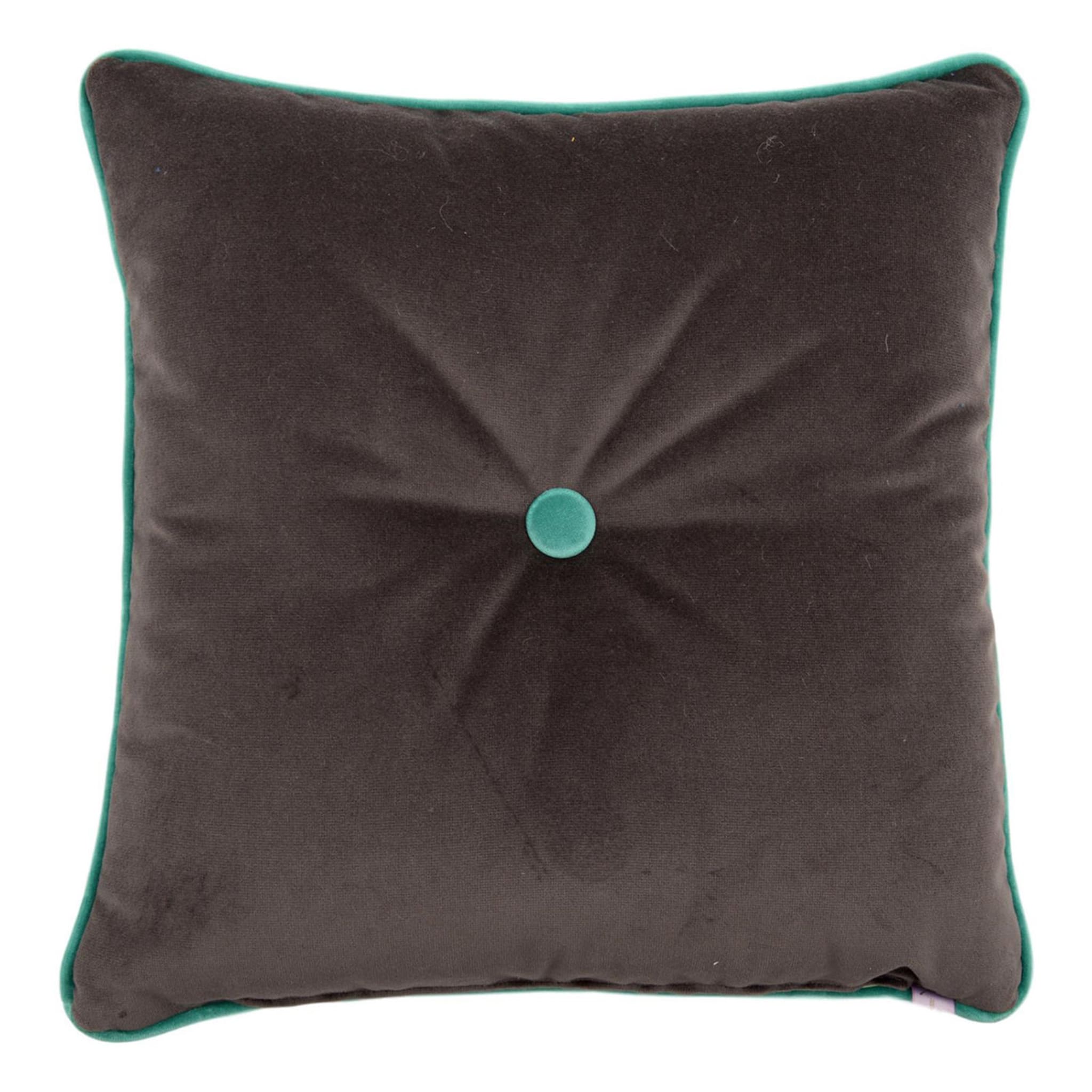 Green Carrè Cushion in geometric jacquard fabric - Alternative view 3