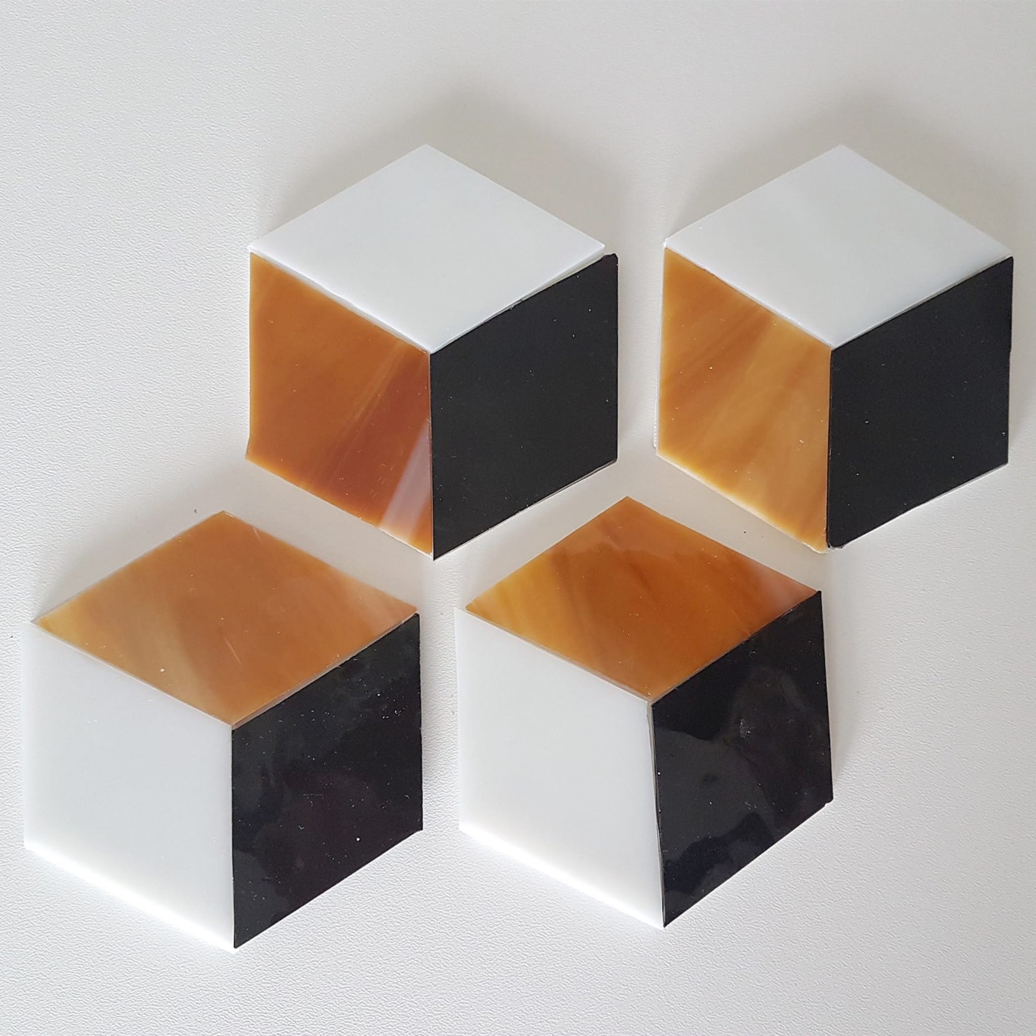 Ocher Hexagonal Tiffany Glass Coasters  - Alternative view 1