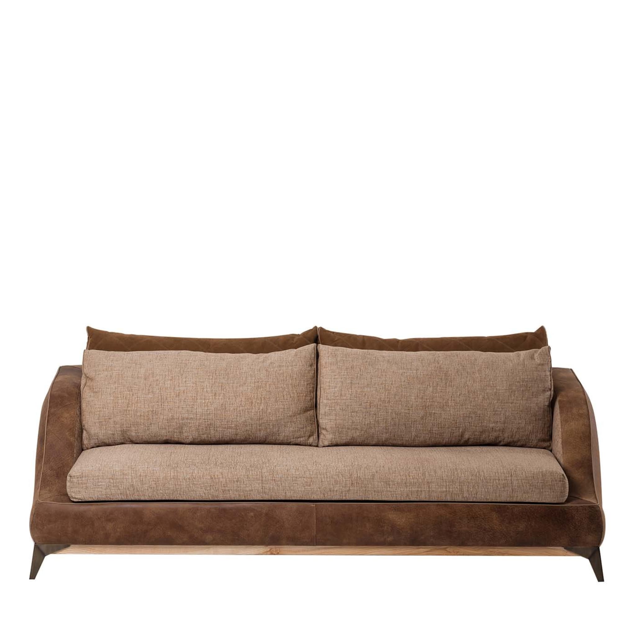 3-Seater Sofa in Leather & Fabric Combination - Main view