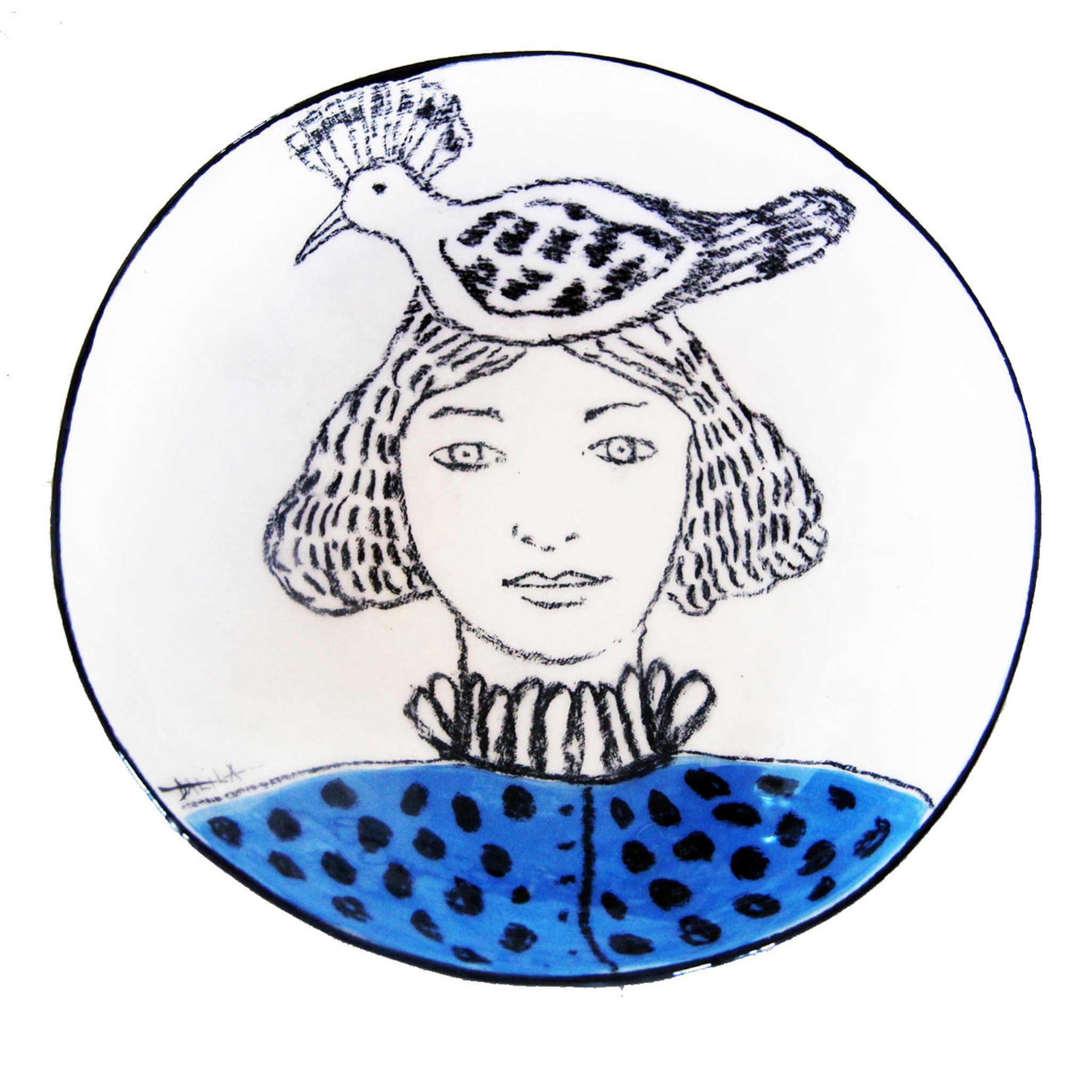 Woman with Hoopoe Plate - Main view
