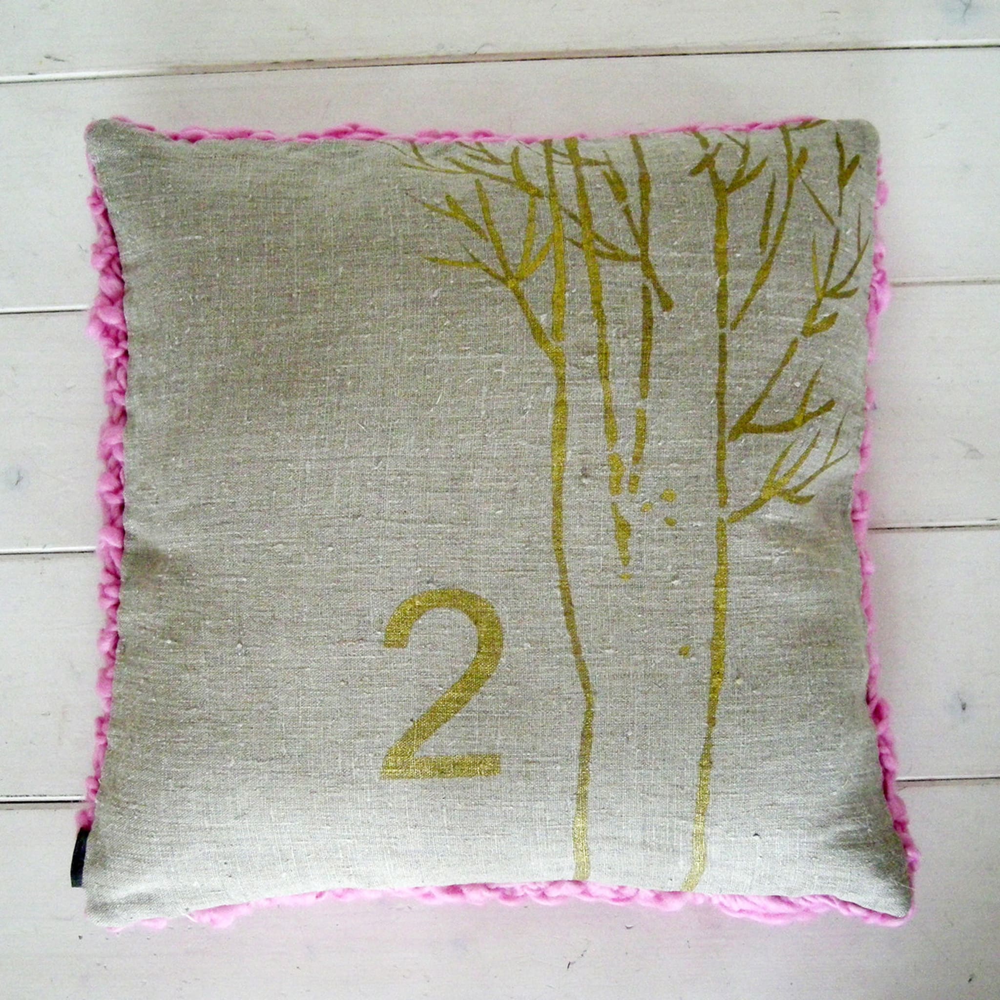 Wool&Lettering Cushion Pink  - Alternative view 1