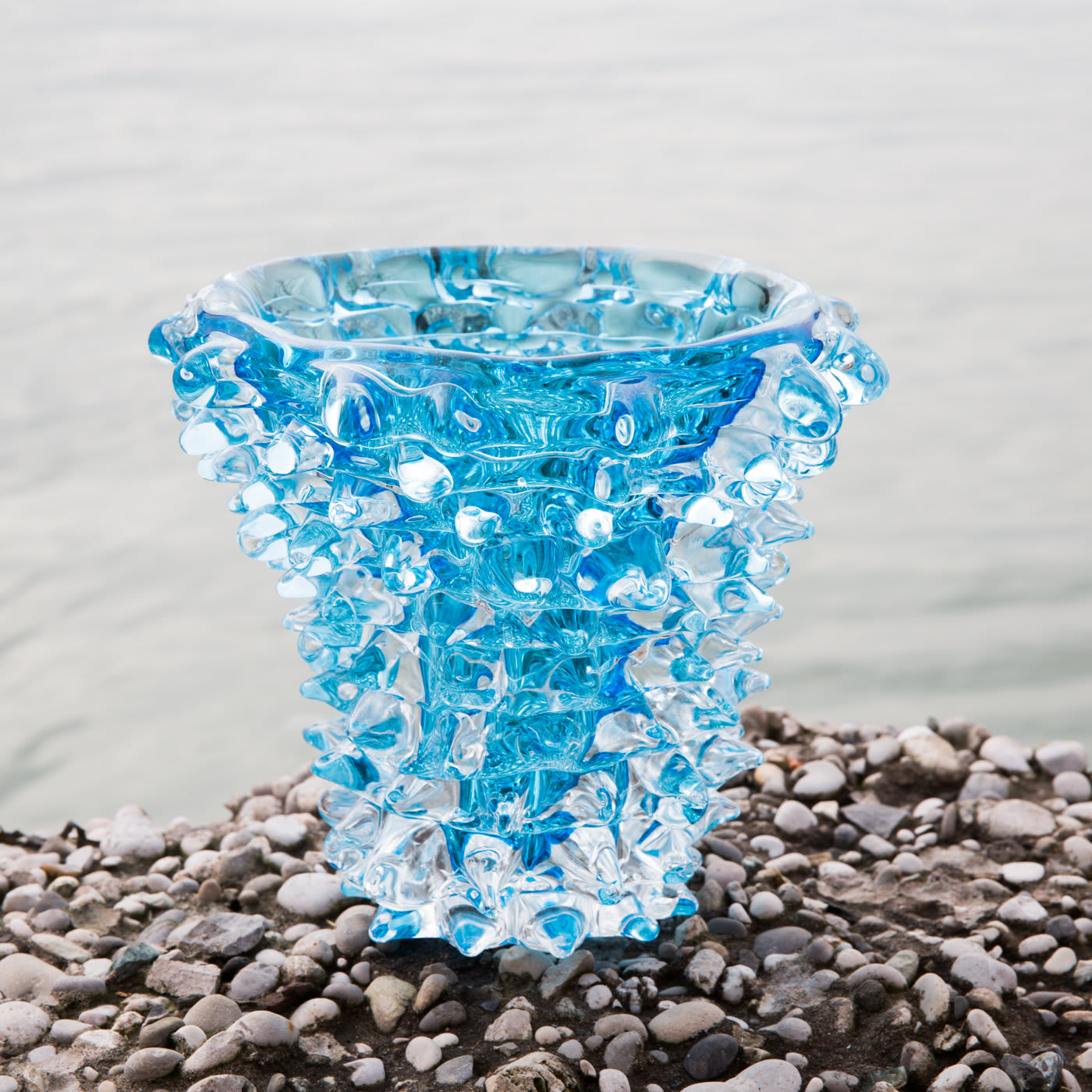 Small Blue Rostro Cone Vase - Artigianato Muranese