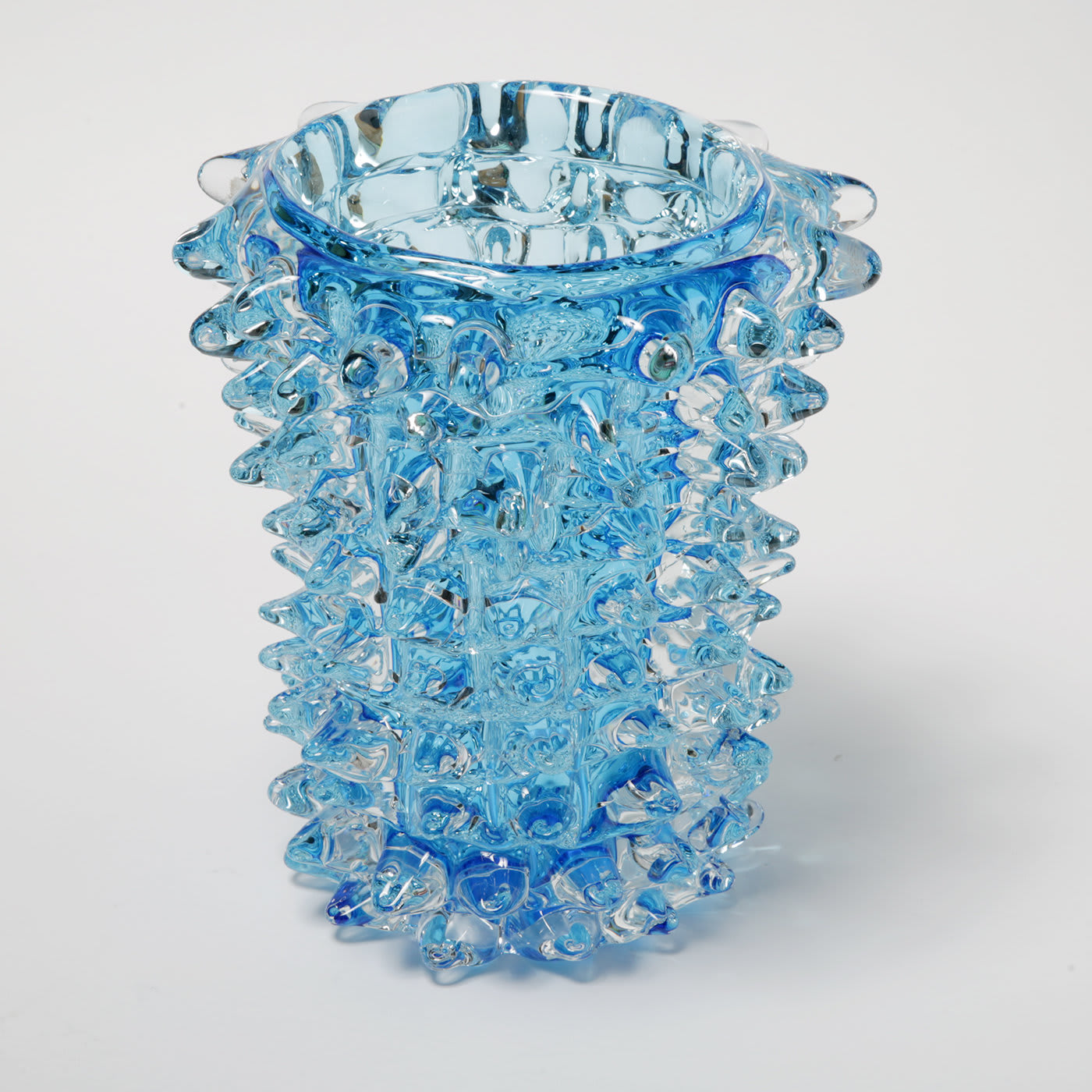 Large Blue Rostro Cylinder Vase  - Artigianato Muranese