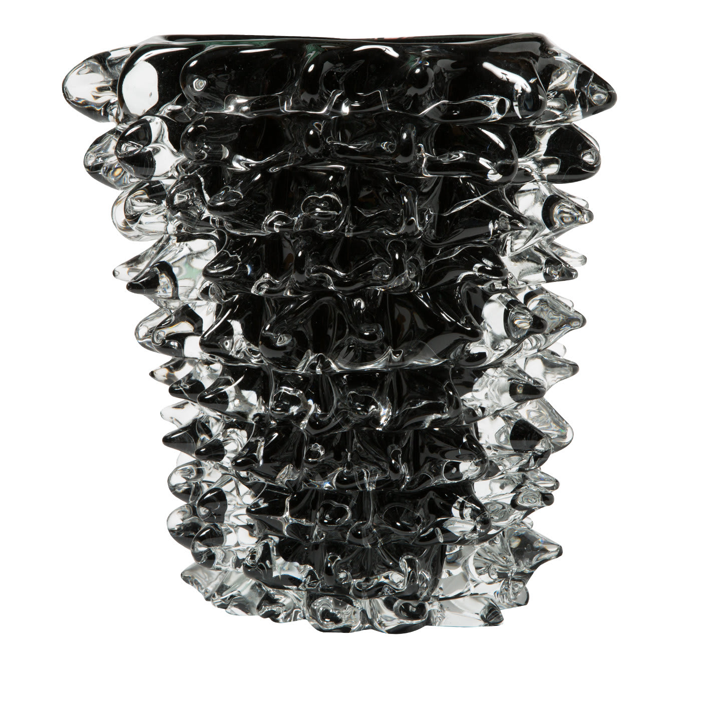 Tall Black Rostro Vase - Artigianato Muranese
