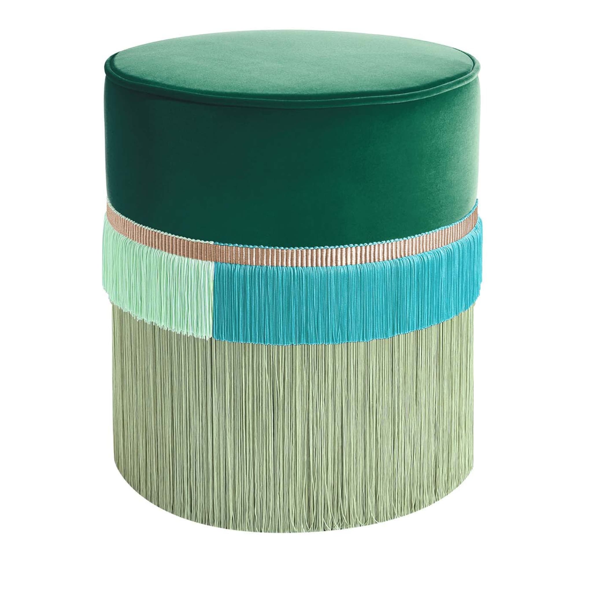 Green Couture Geometric Line Pouf - Main view