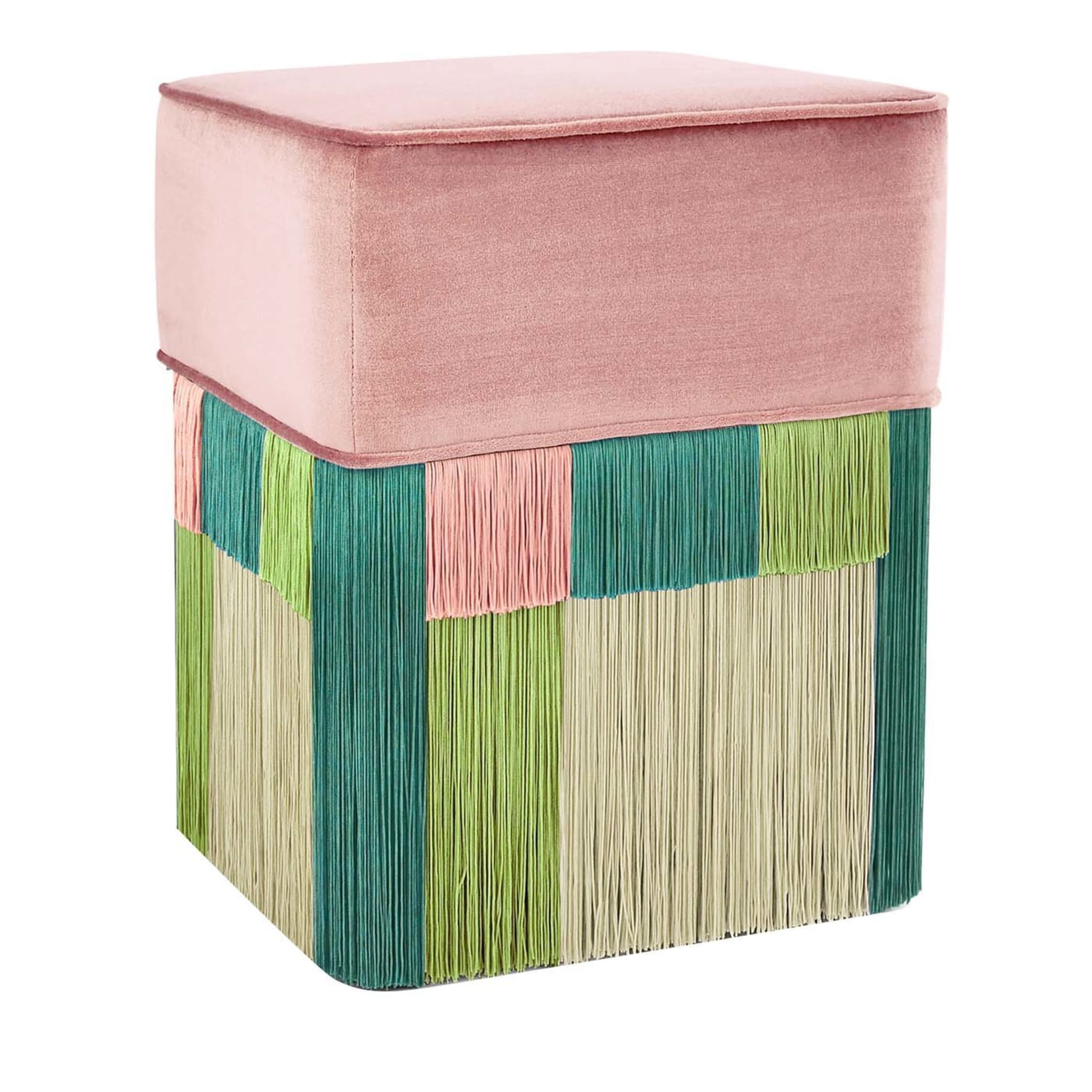 Pink and Green Couture Geometric Wien Pouf - Main view