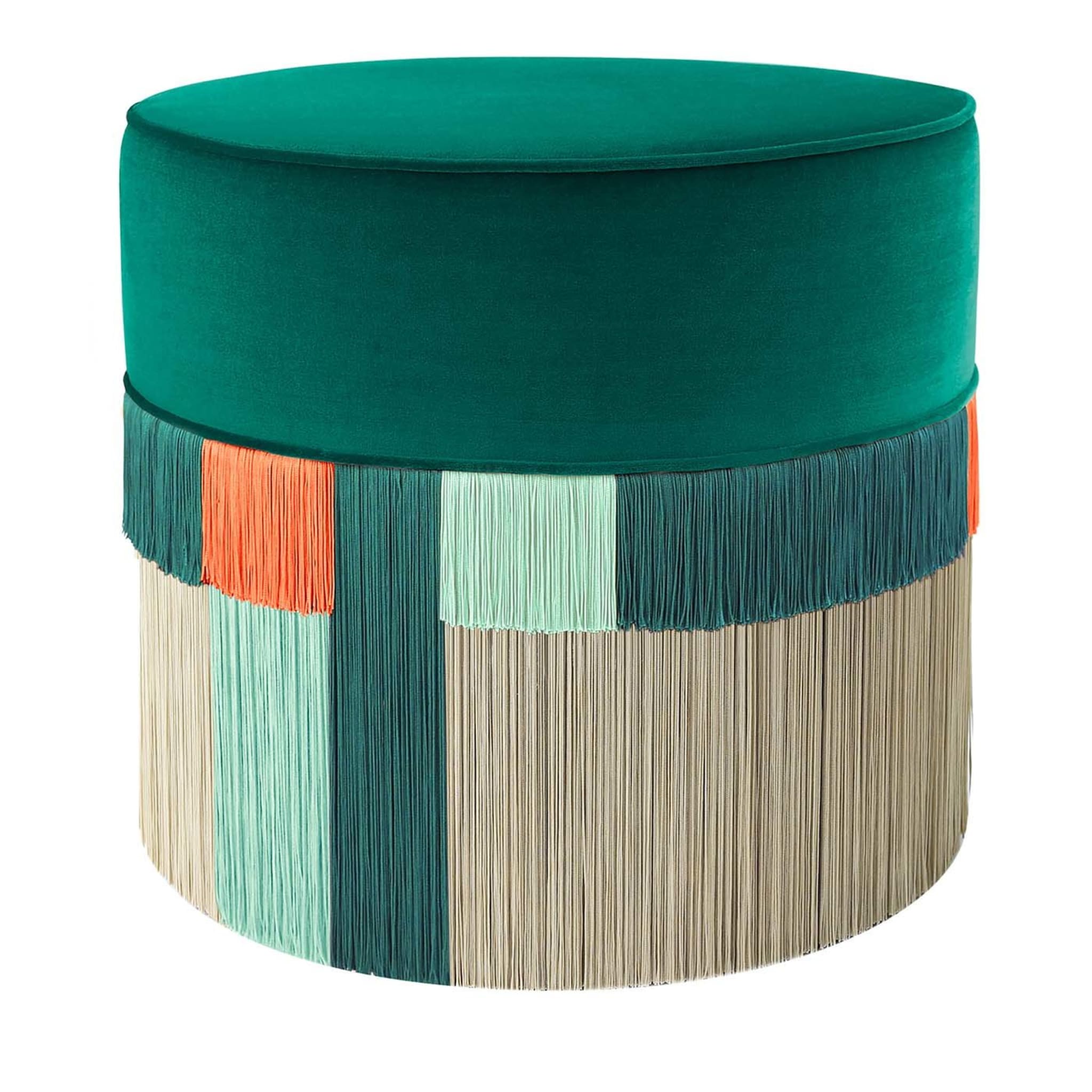 Green and Orange Couture Geometric Wien Pouf - Main view