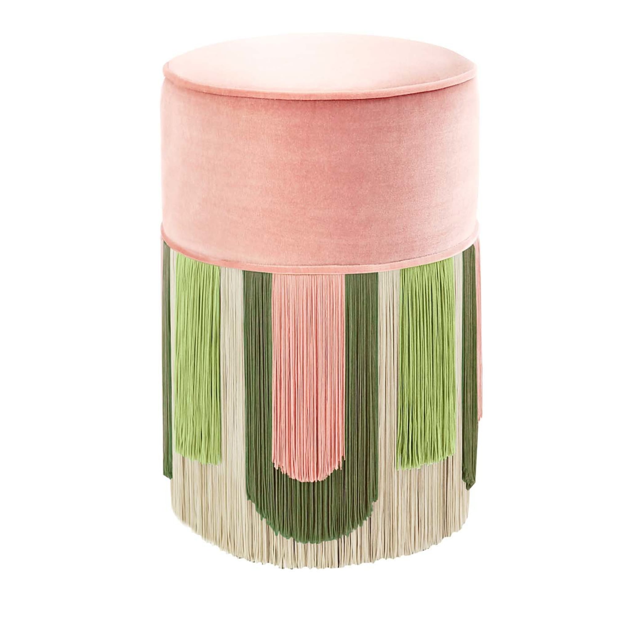Pink and Green Couture Geometric Deco Pouf - Main view