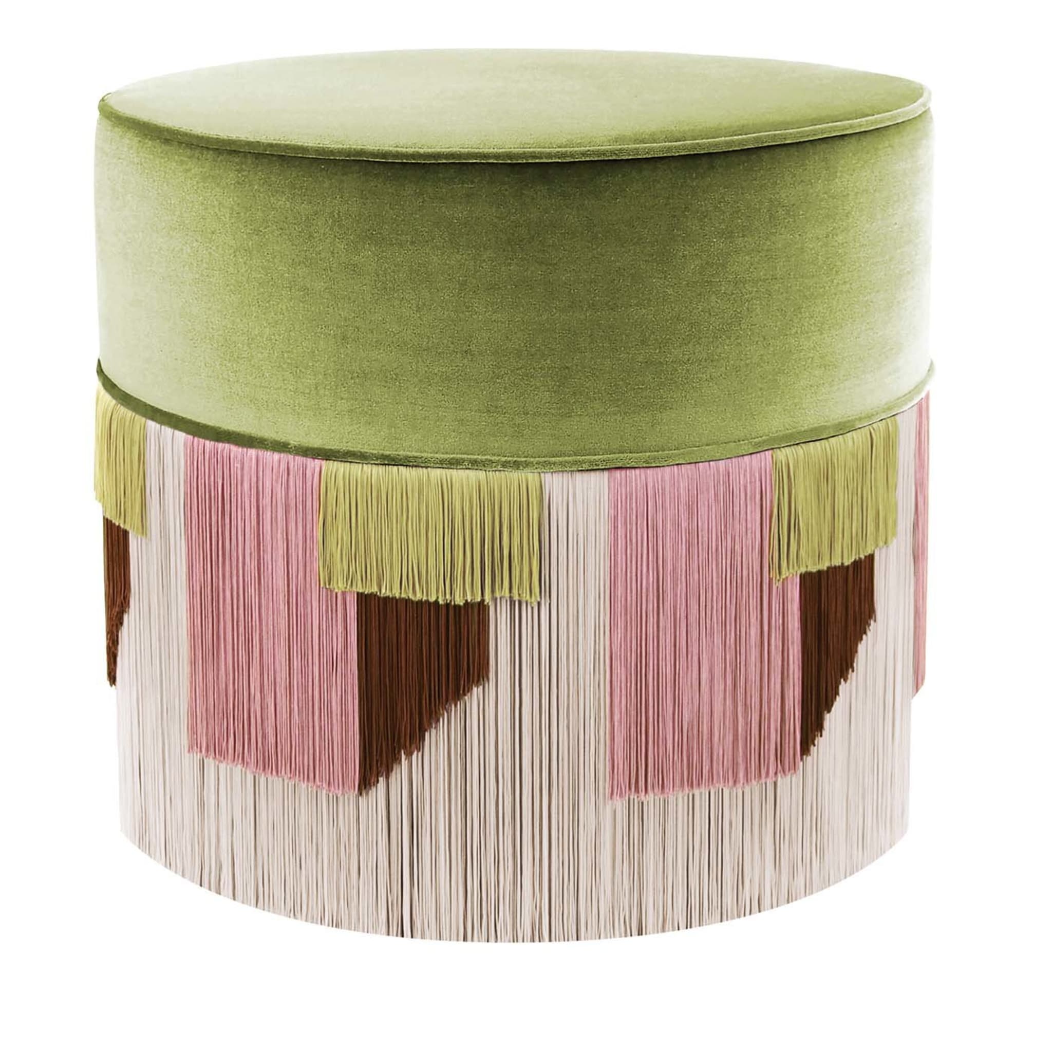 Green and Pink Couture Geometric Geo Pouf - Main view