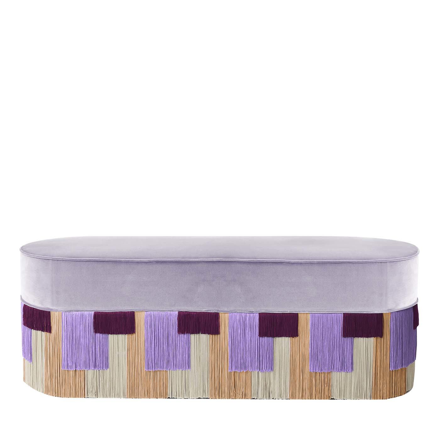 Lilac Couture Geometric Stripe Pouf - Lorenza Bozzoli Design