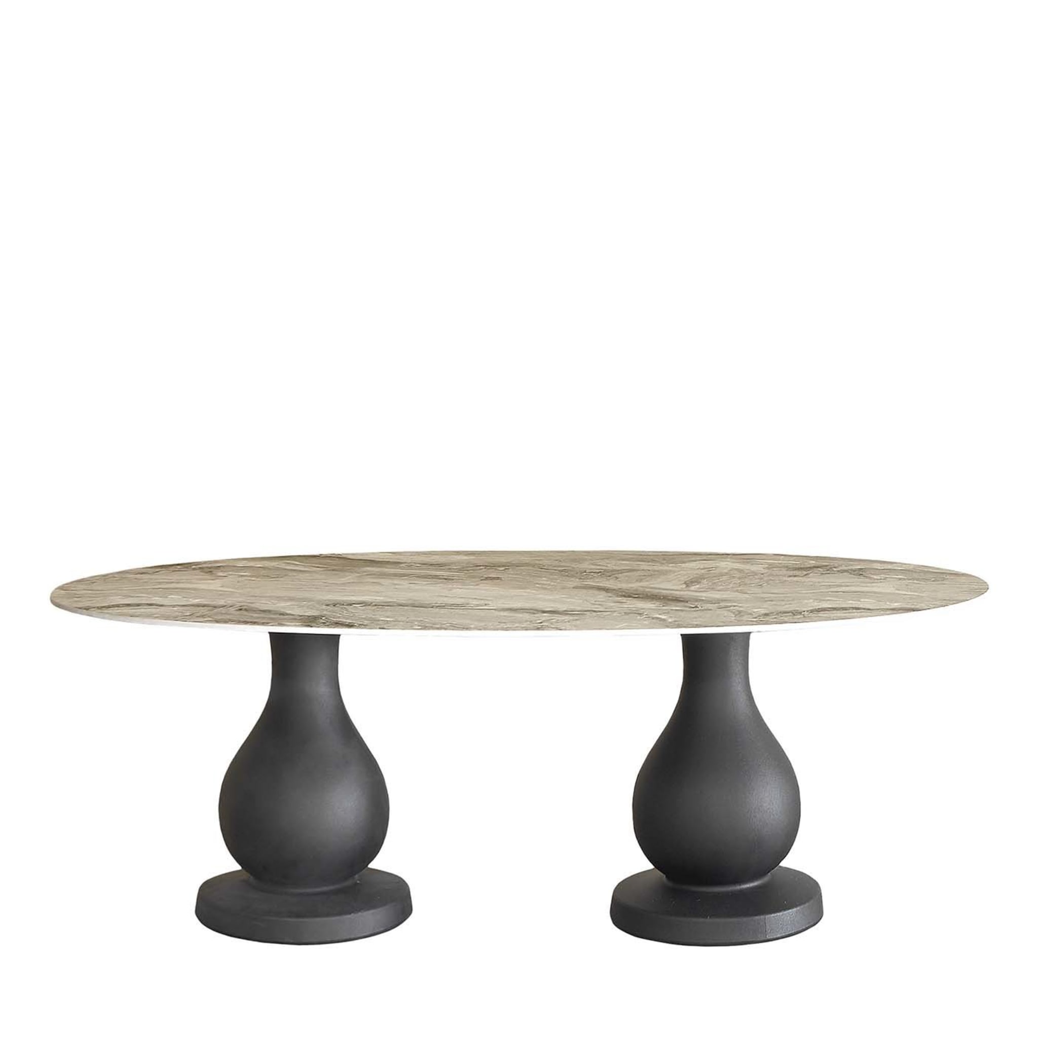 Ottocento Jet Black  and Cementino Oval Dining Table by Paola Navone - Main view