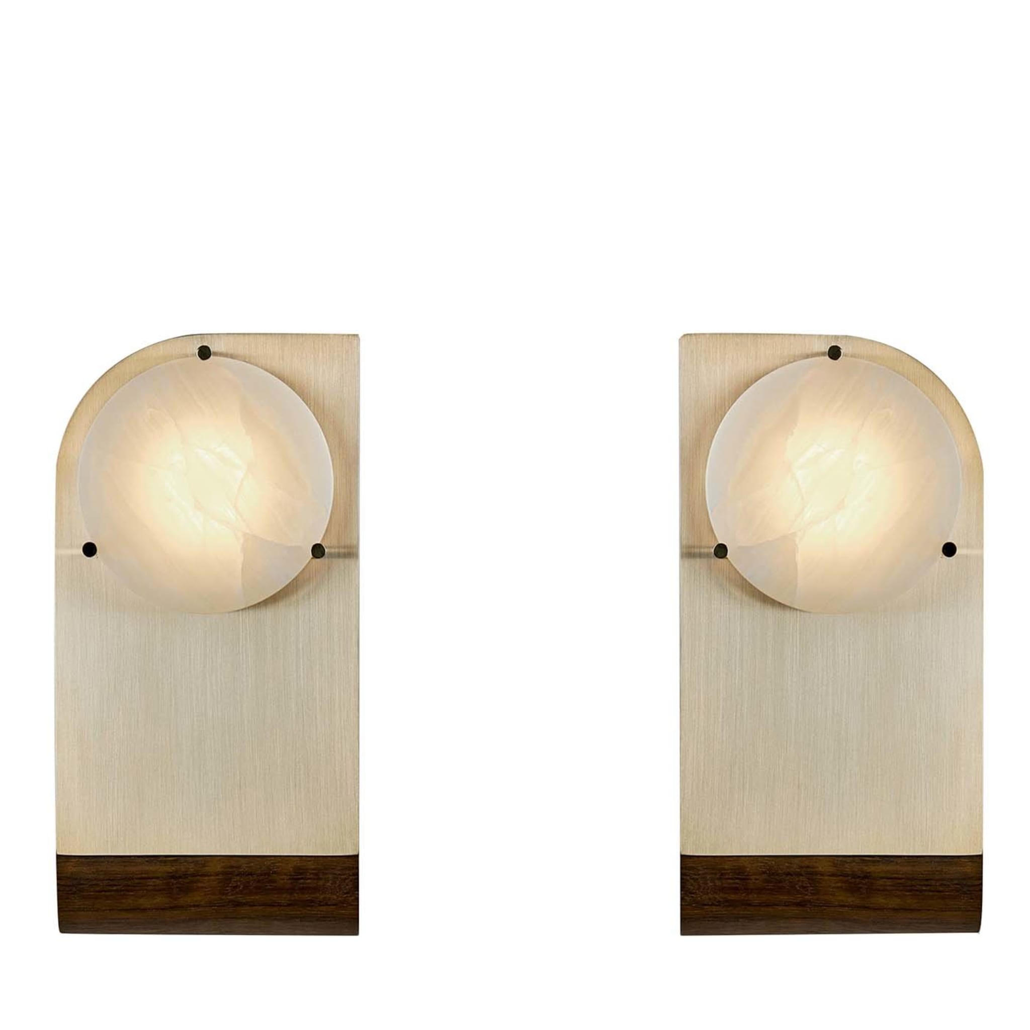 Set of 2 Polifemo Sculptural Brass and Alabaster Sconces - Main view