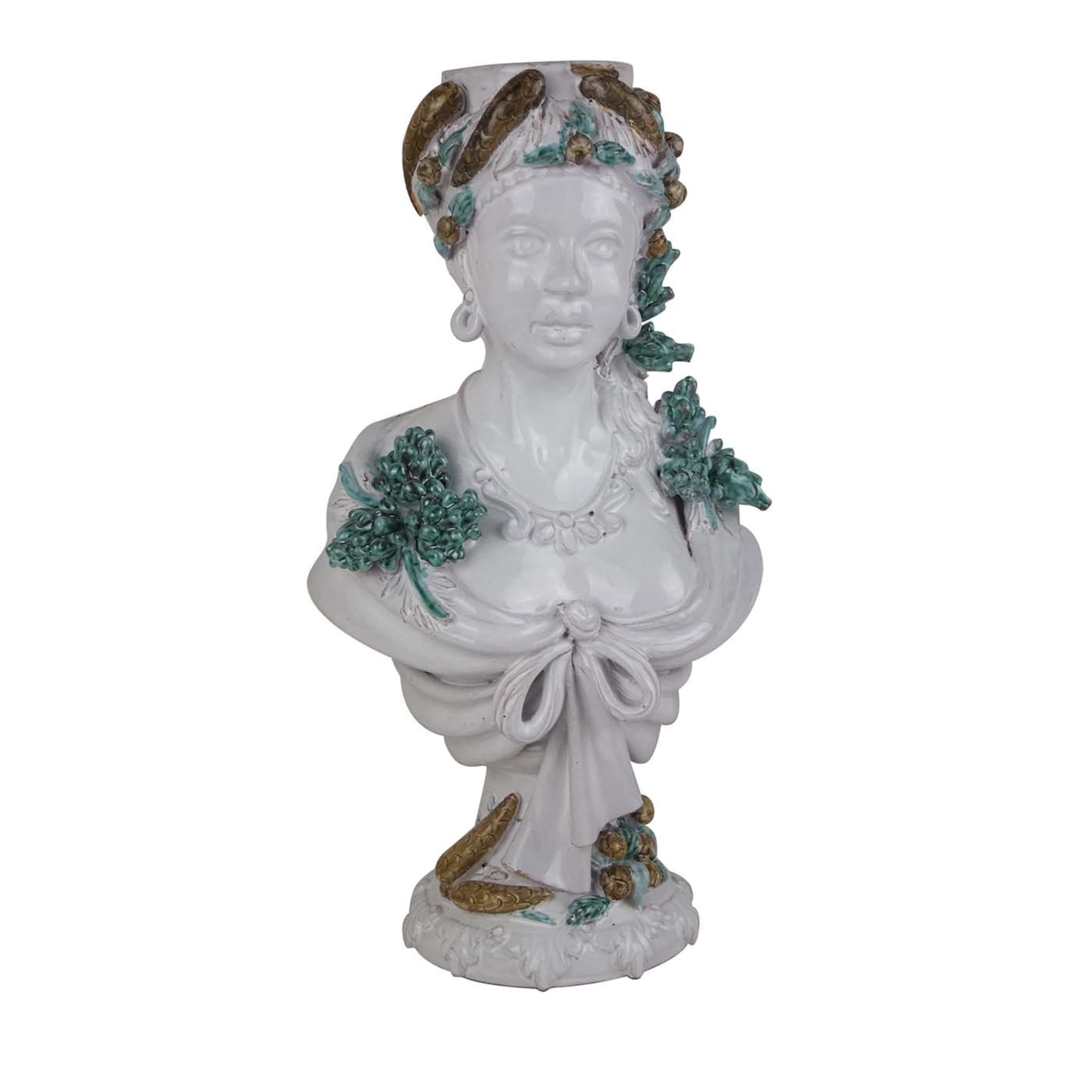 Busto scultura invernale in ceramica - Vista principale