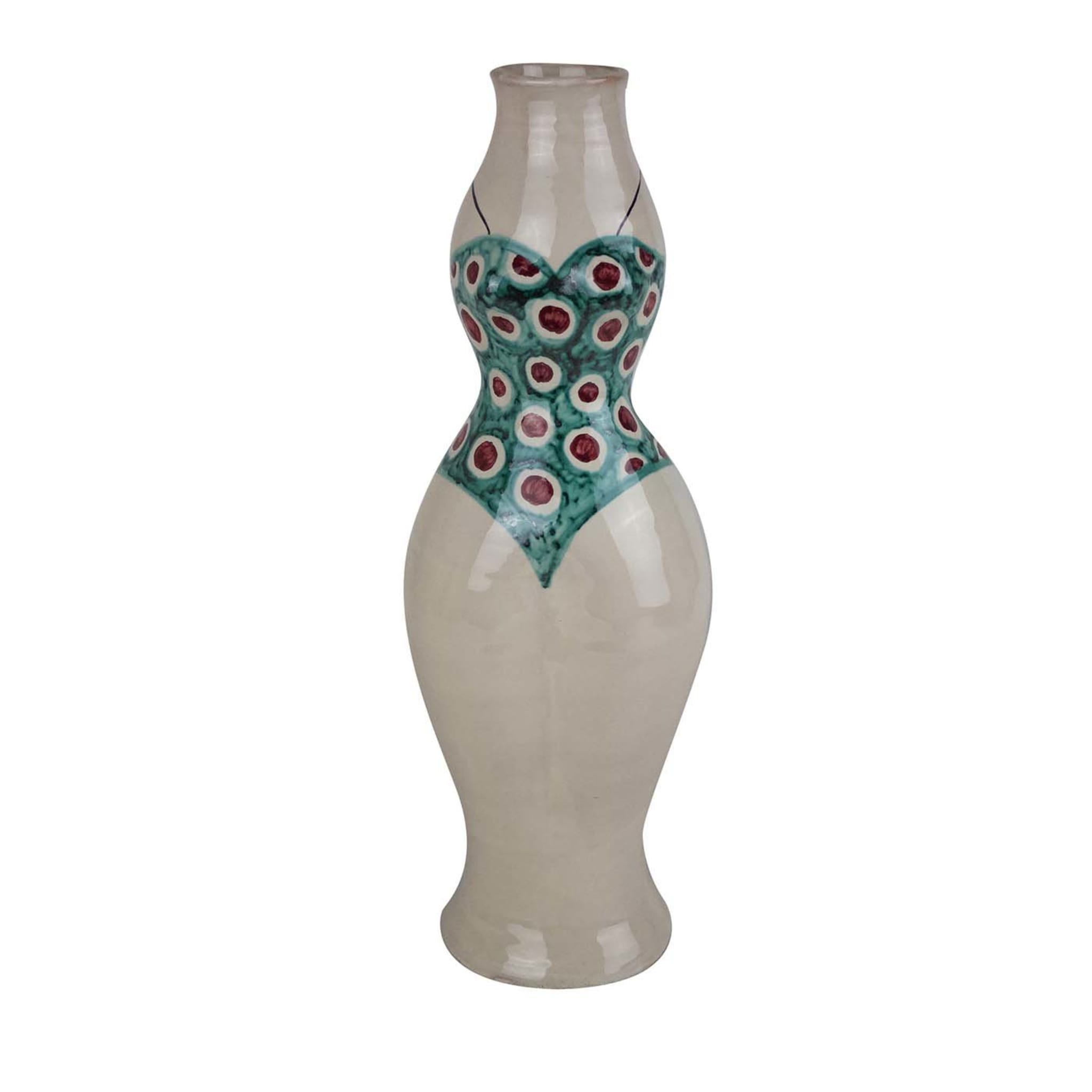 Ceramic Polka Dot Bathing Suit Sculpture Vase  - Main view