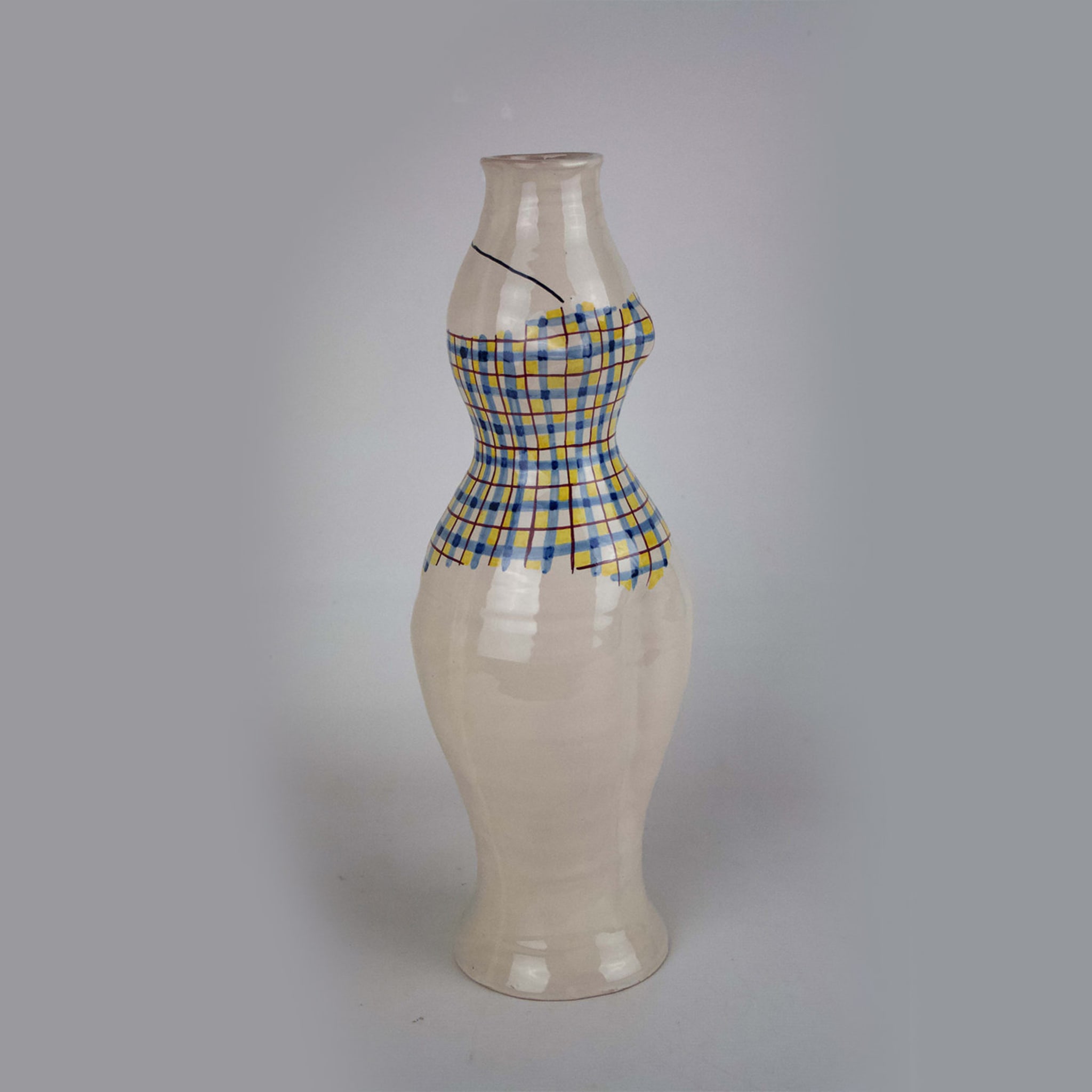 Ceramic Checkered Bathing Suit Sculpture Vase  - Alternative view 1