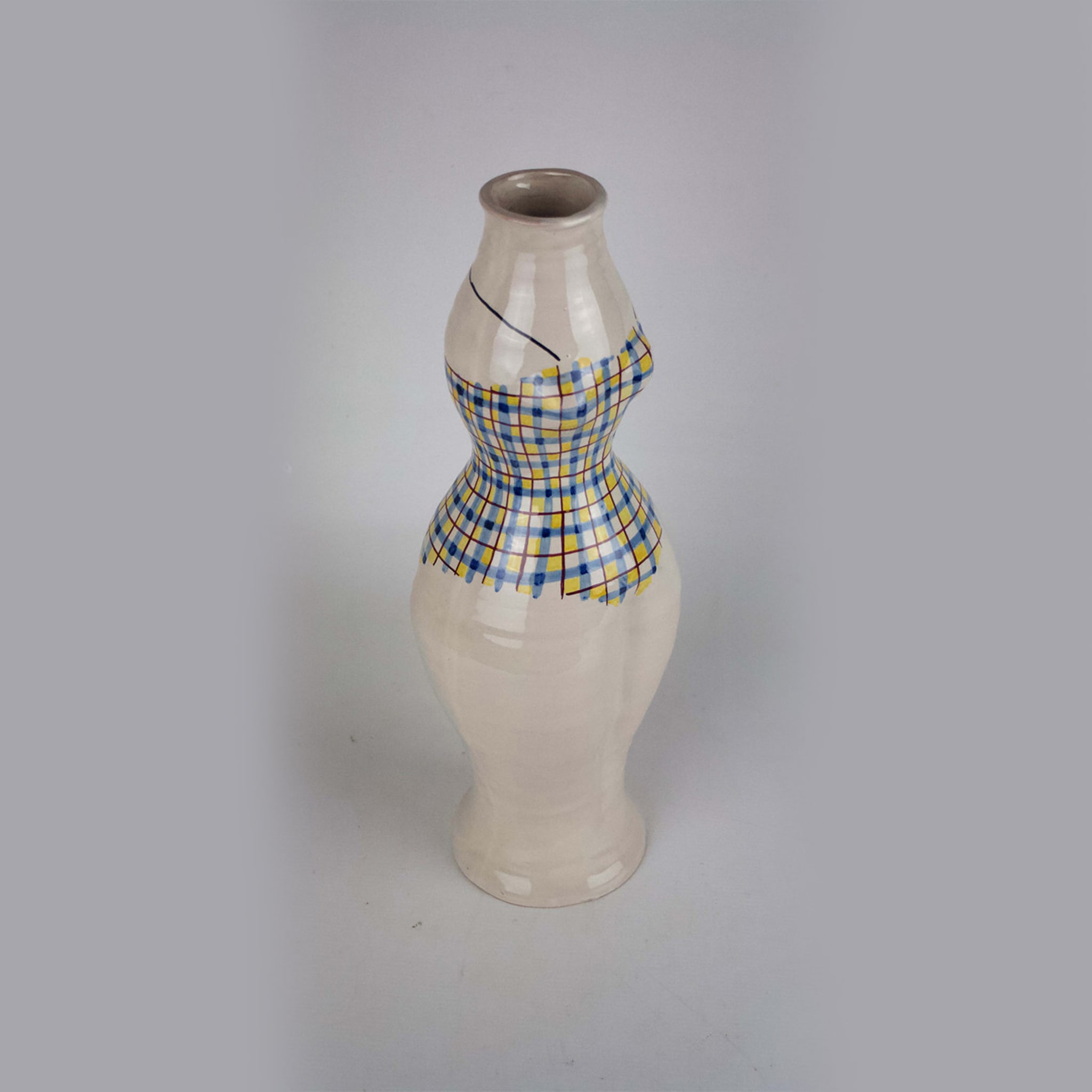 Ceramic Checkered Bathing Suit Sculpture Vase  - Alternative view 2