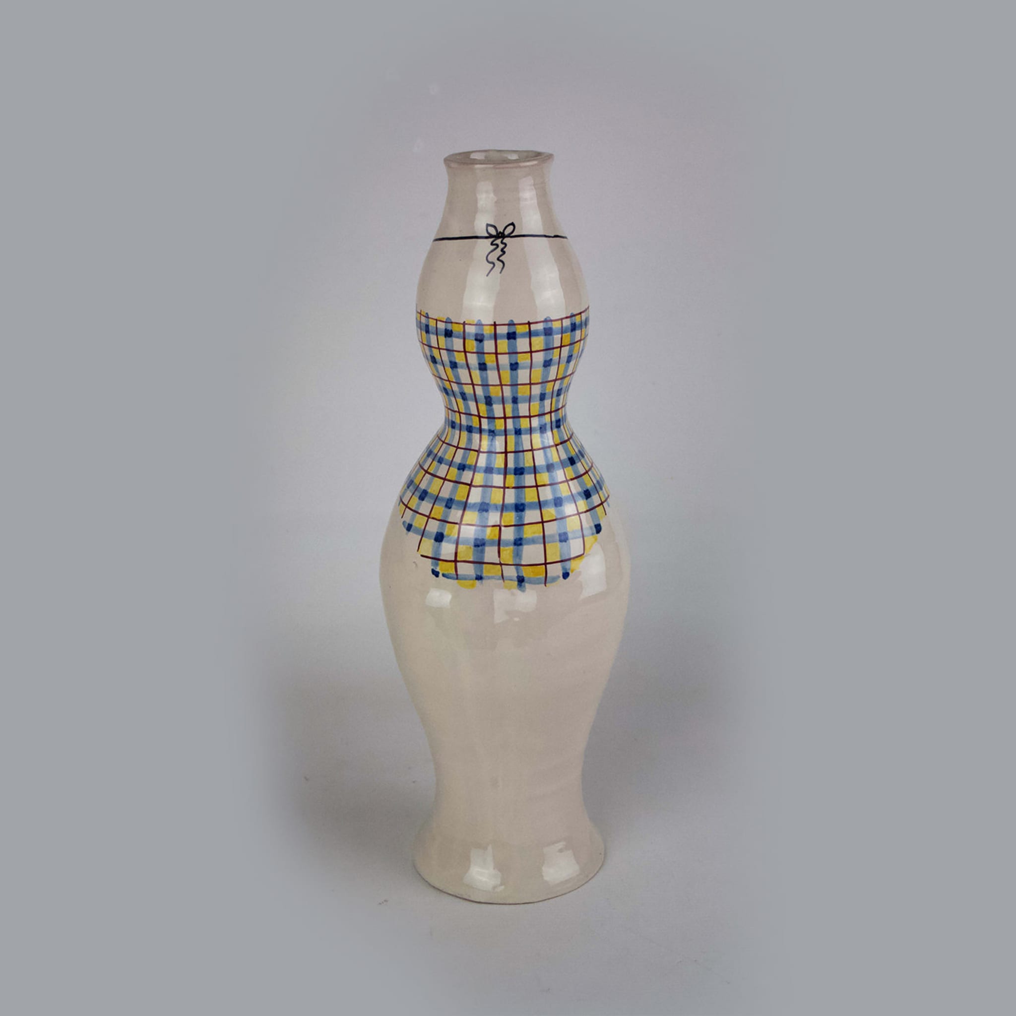 Ceramic Checkered Bathing Suit Sculpture Vase  - Alternative view 3