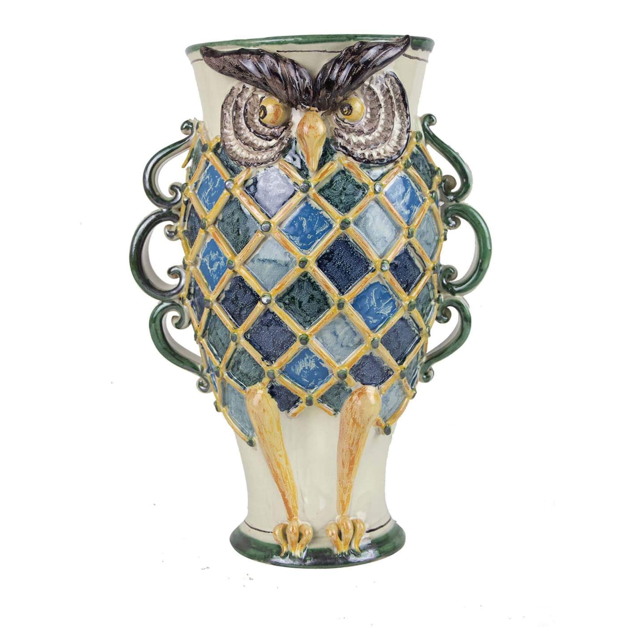 Vaso per piante in ceramica con gufo  - Vista principale