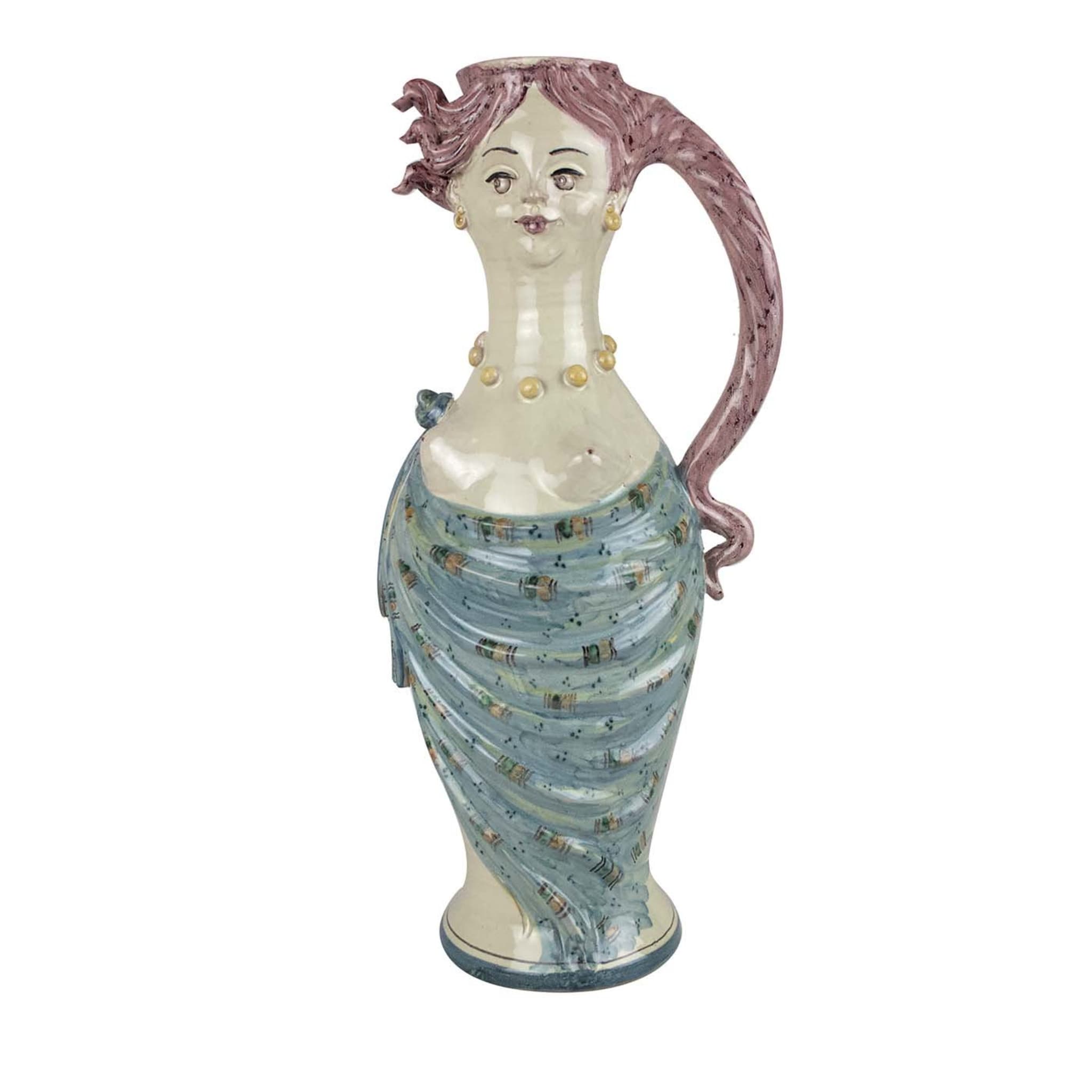 Brocca in ceramica con donna dai capelli rossi  - Vista principale