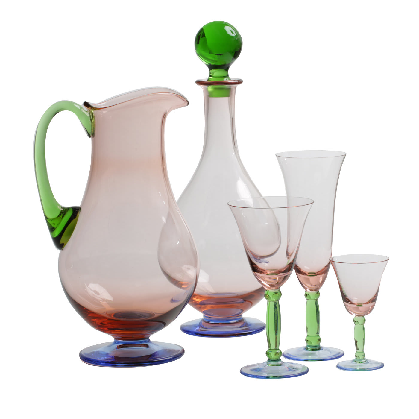Burano Set of  Pitcher and Bottle and 3 Glasses for Six  - Fornace Mian