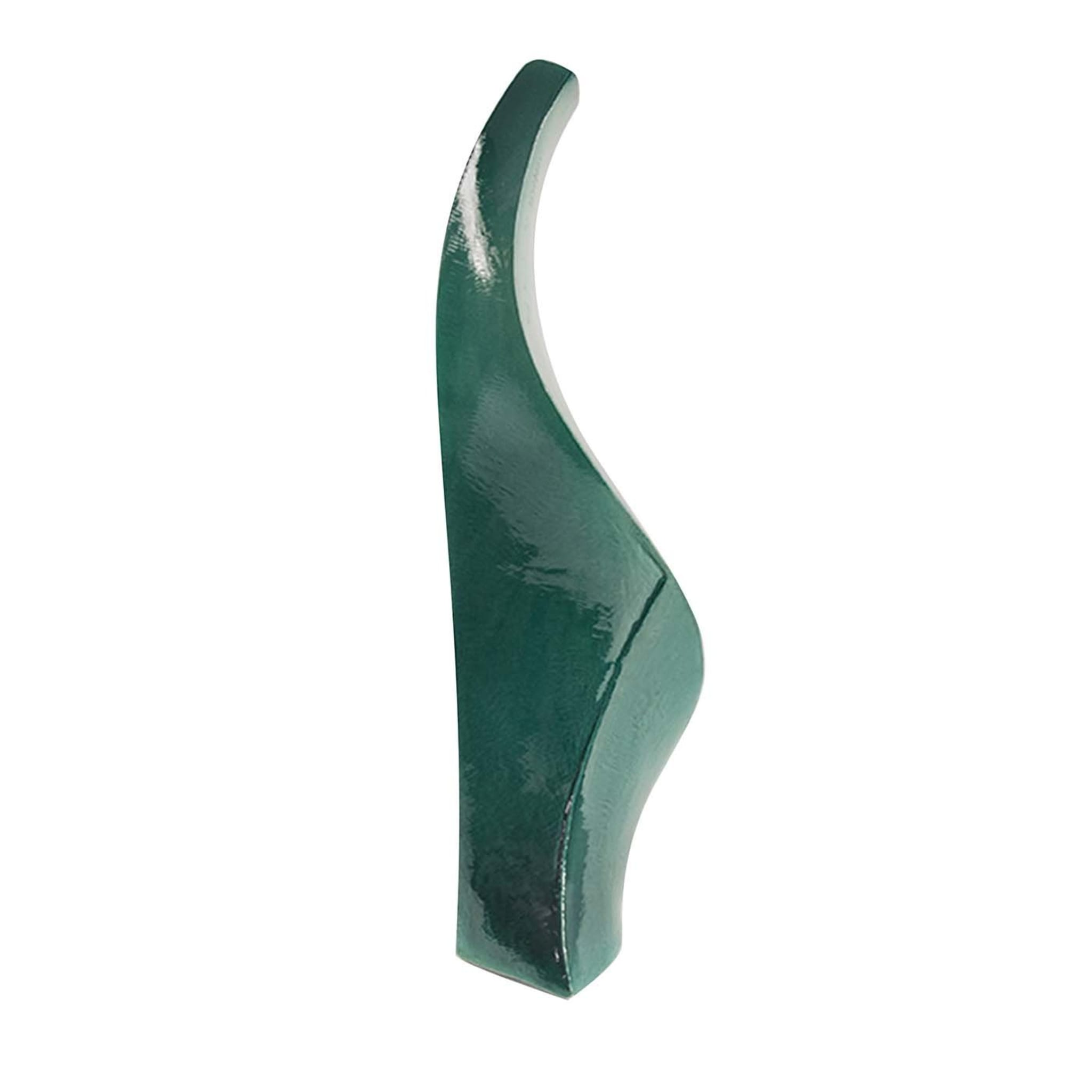 Grüne Demeter-Skulptur-Vase mit geschwungener Lippe #2 - Hauptansicht