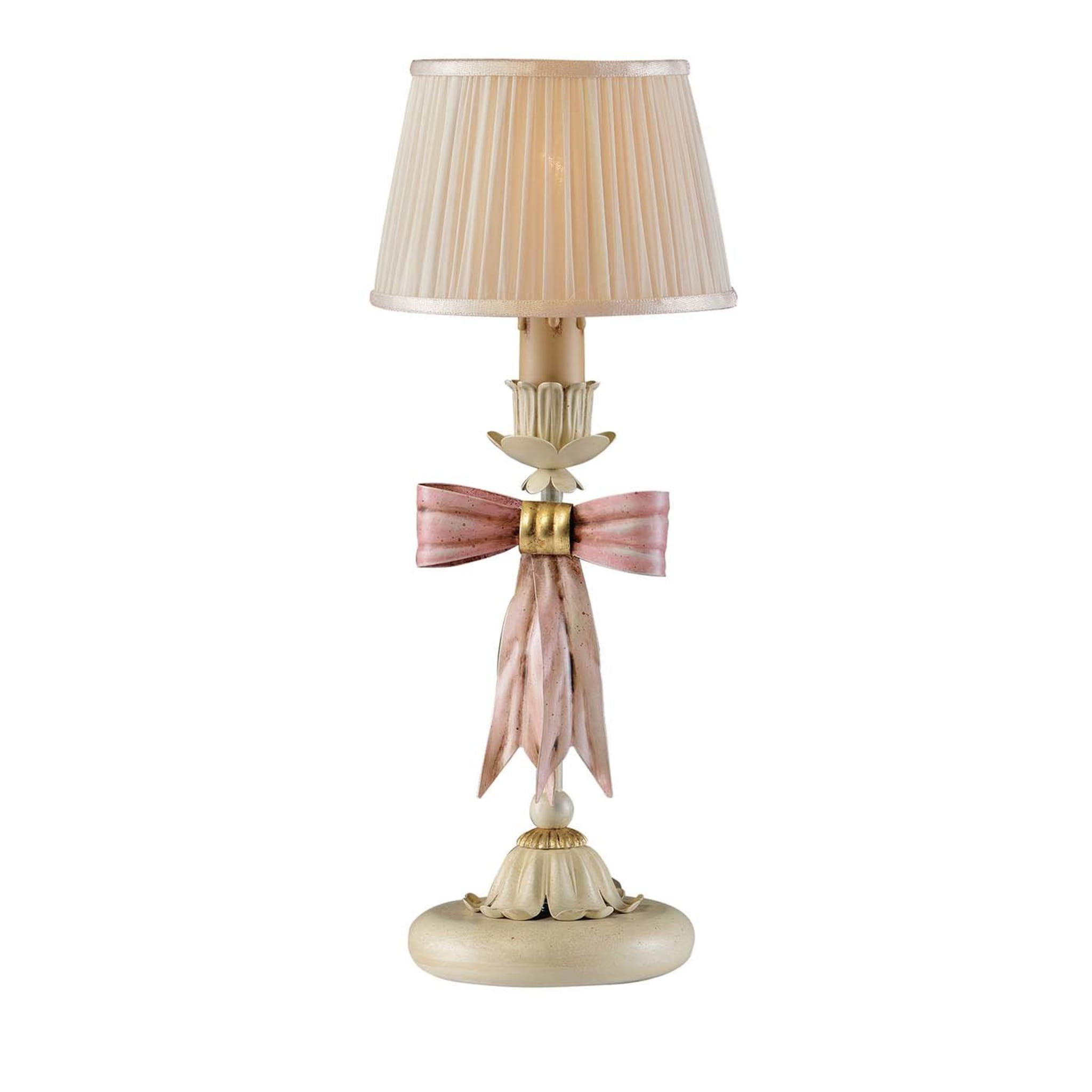1365 Lampada da tavolo in metallo con fiocco rosa - Vista principale