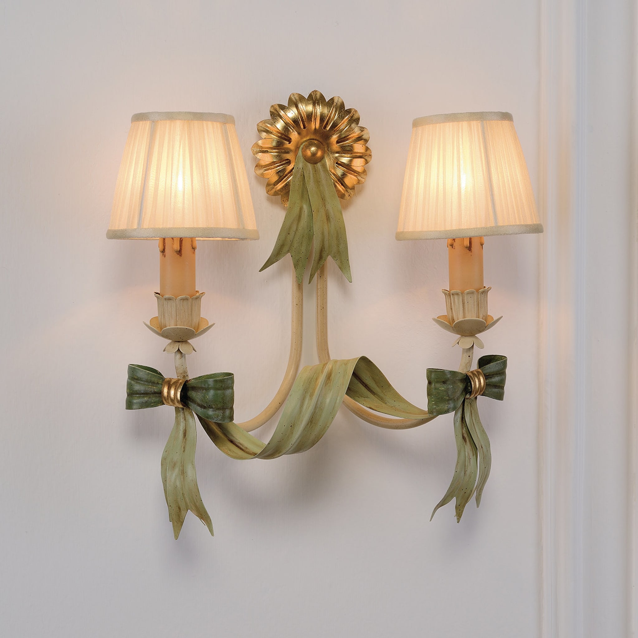 1365 Double Green Bow Metal Sconce Light Fixture - Alternative view 1