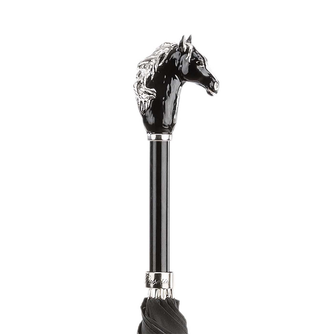 Black Umbrella with Horse Handle - Pasotti