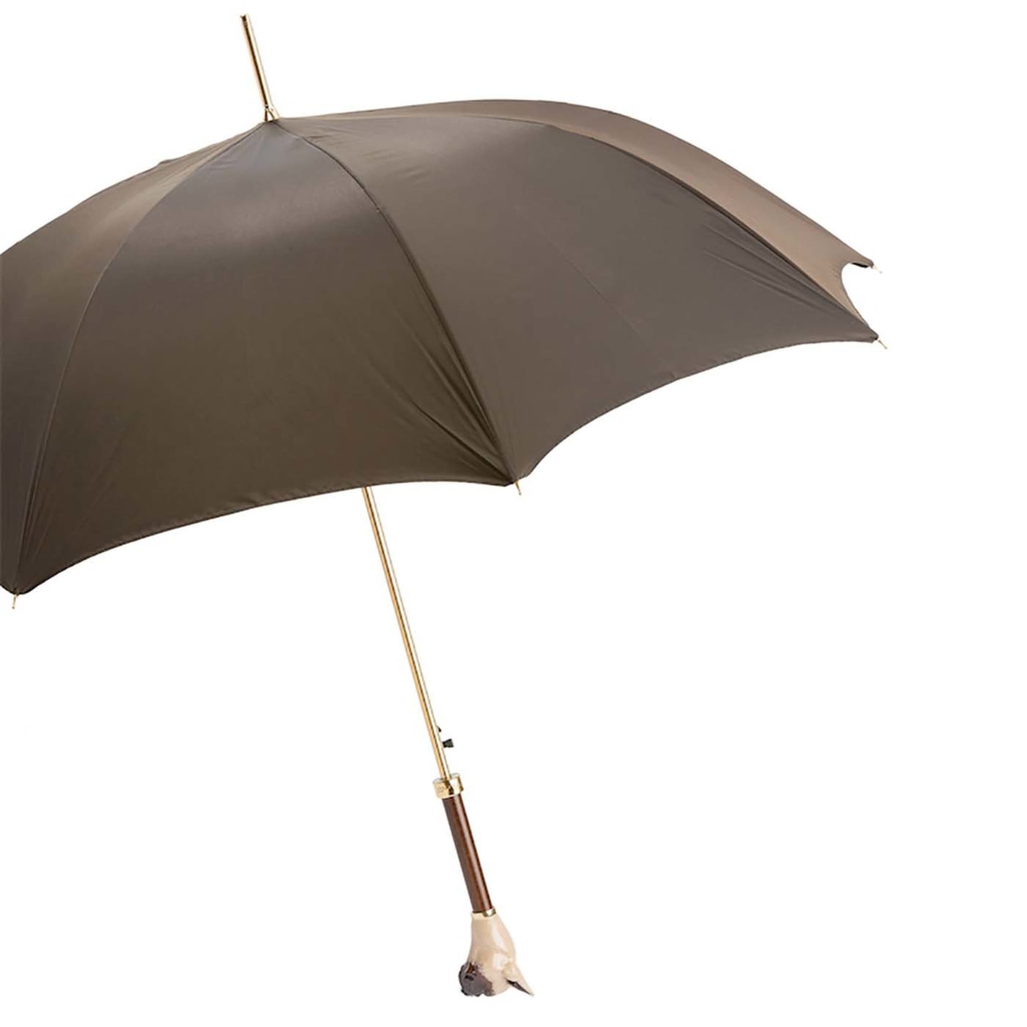Brauner Regenschirm mit französischem Bulldoggengriff - Alternative Ansicht 5