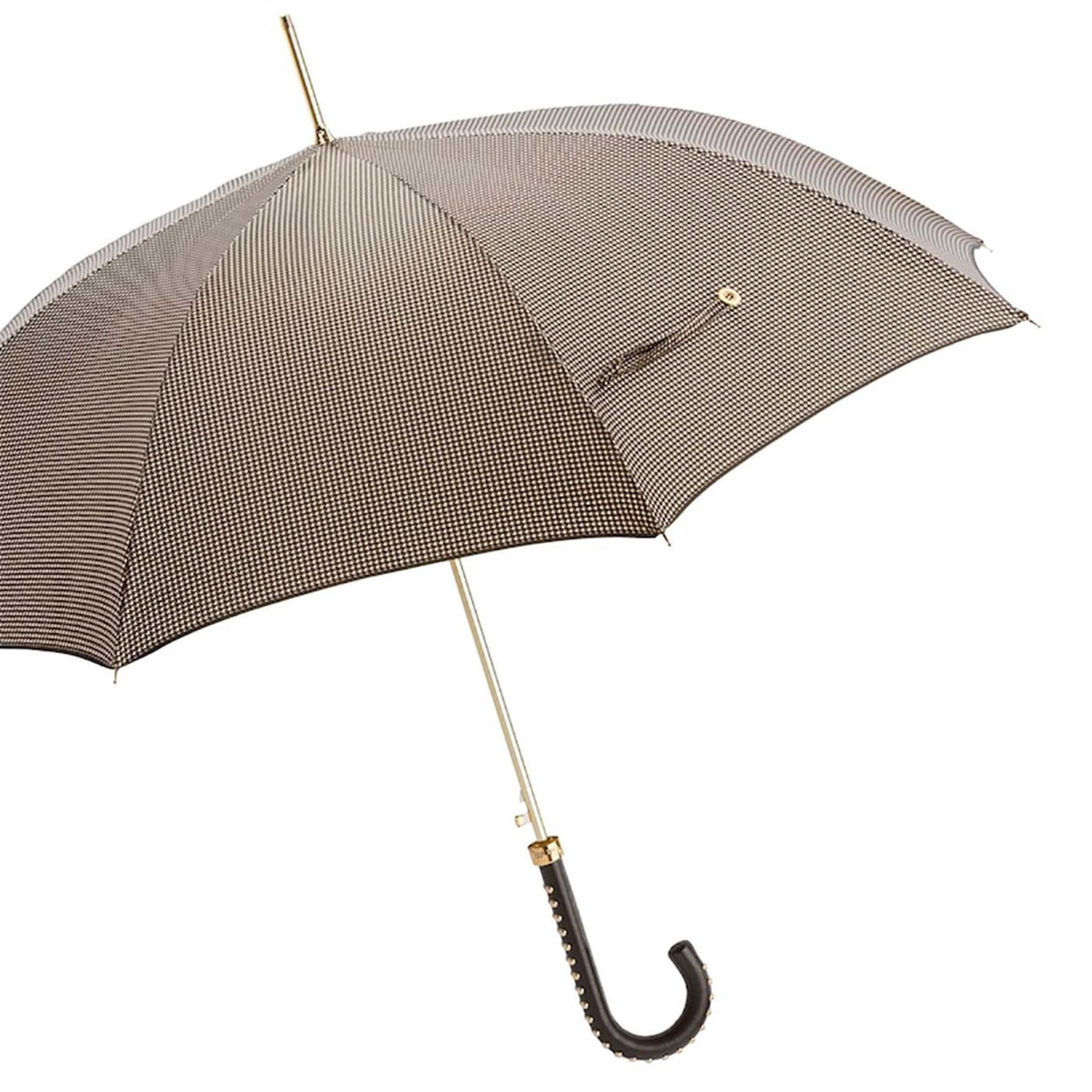 Pied de Poule Umbrella with Studded Leather Handle - Alternative view 4
