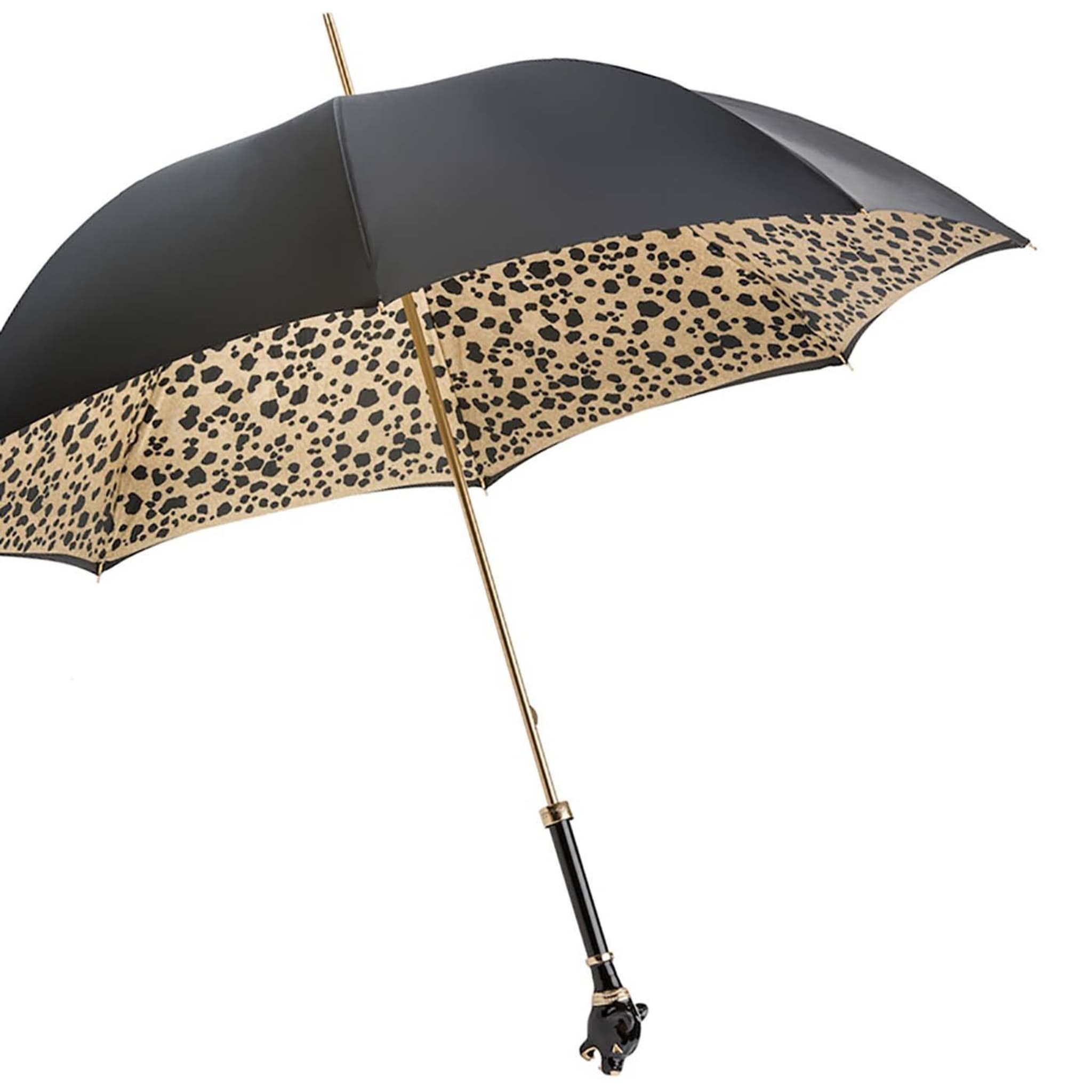 Schwarzer Regenschirm mit schwarzem Panther-Griff - Alternative Ansicht 5