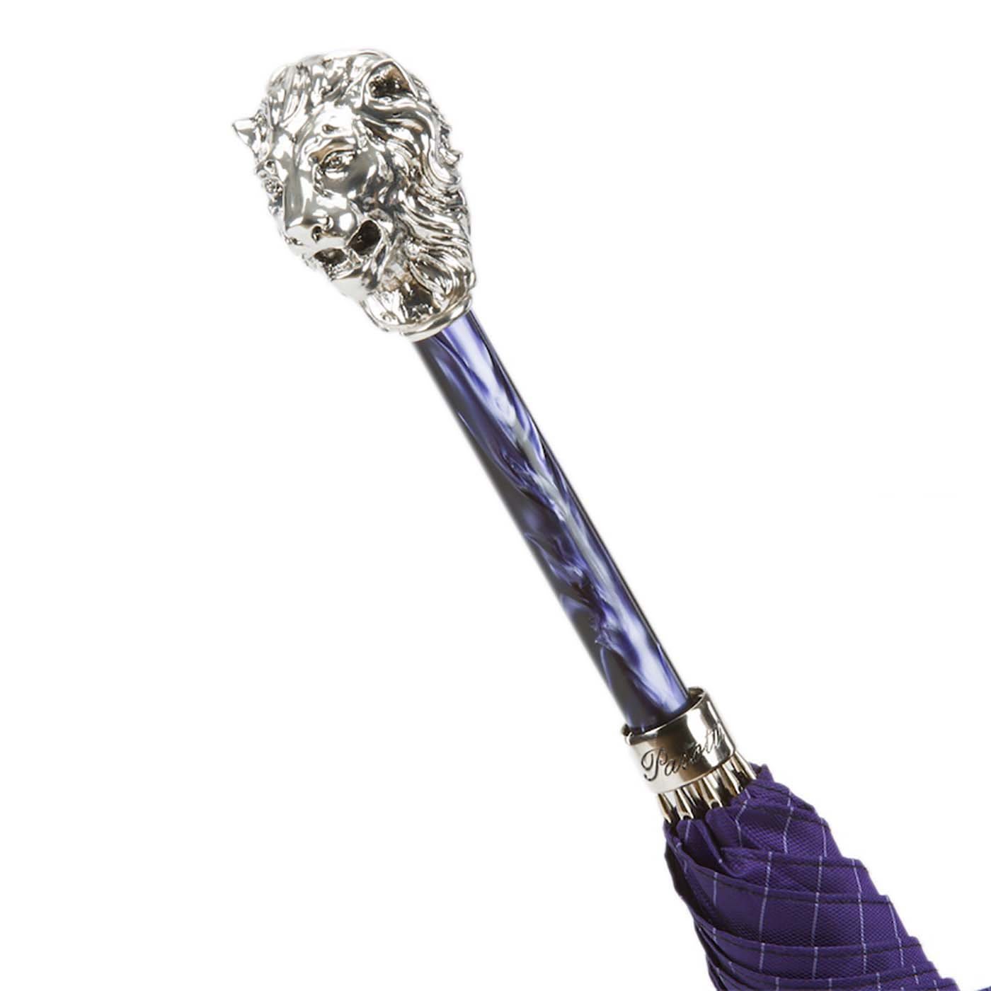 Purple Umbrella with Silver Lion Handle - Pasotti