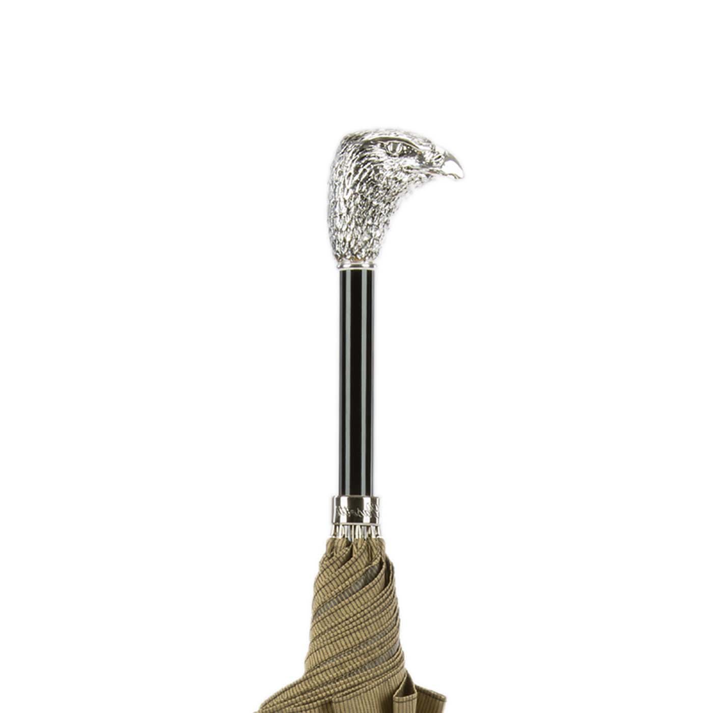 Beige Umbrella with Silver Eagle Handle - Pasotti