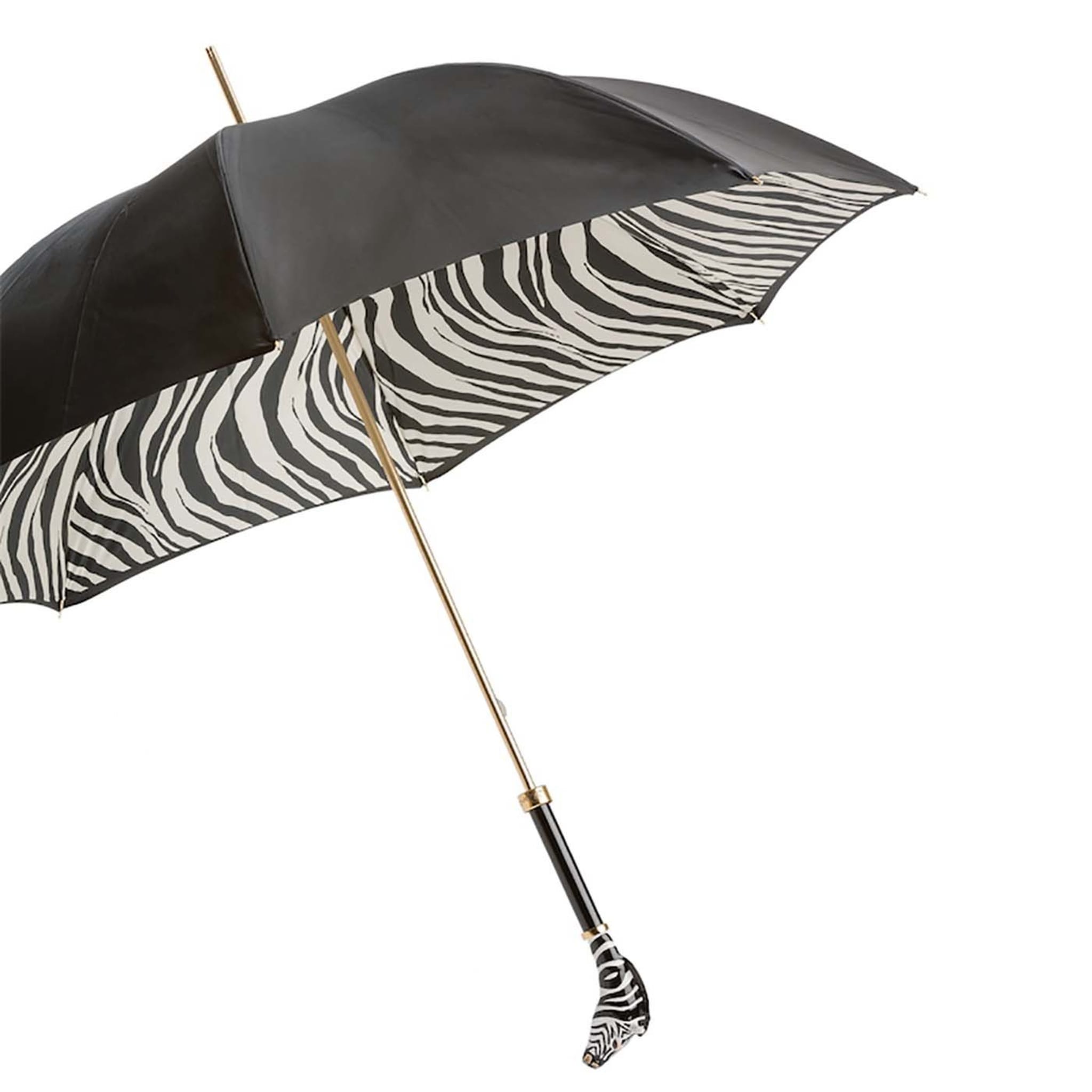 Paraguas negro con mango de cebra - Vista alternativa 5