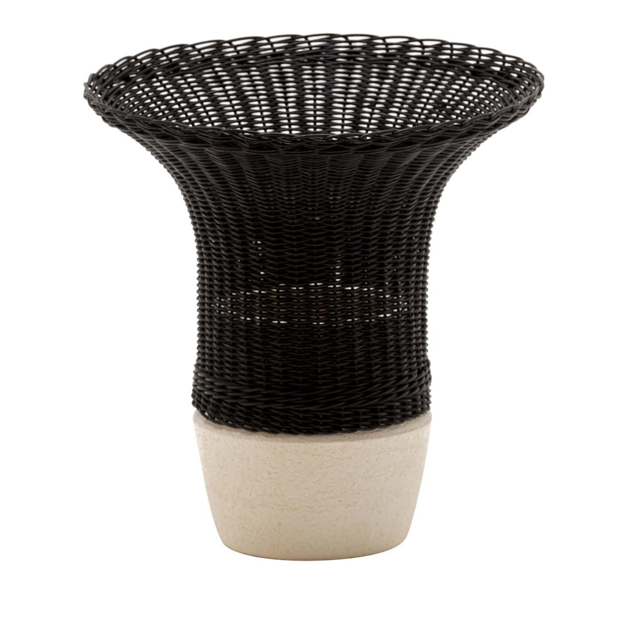 Schwarze Nodo-Vase aus Korbgeflecht von Intreccio Lab - Hauptansicht