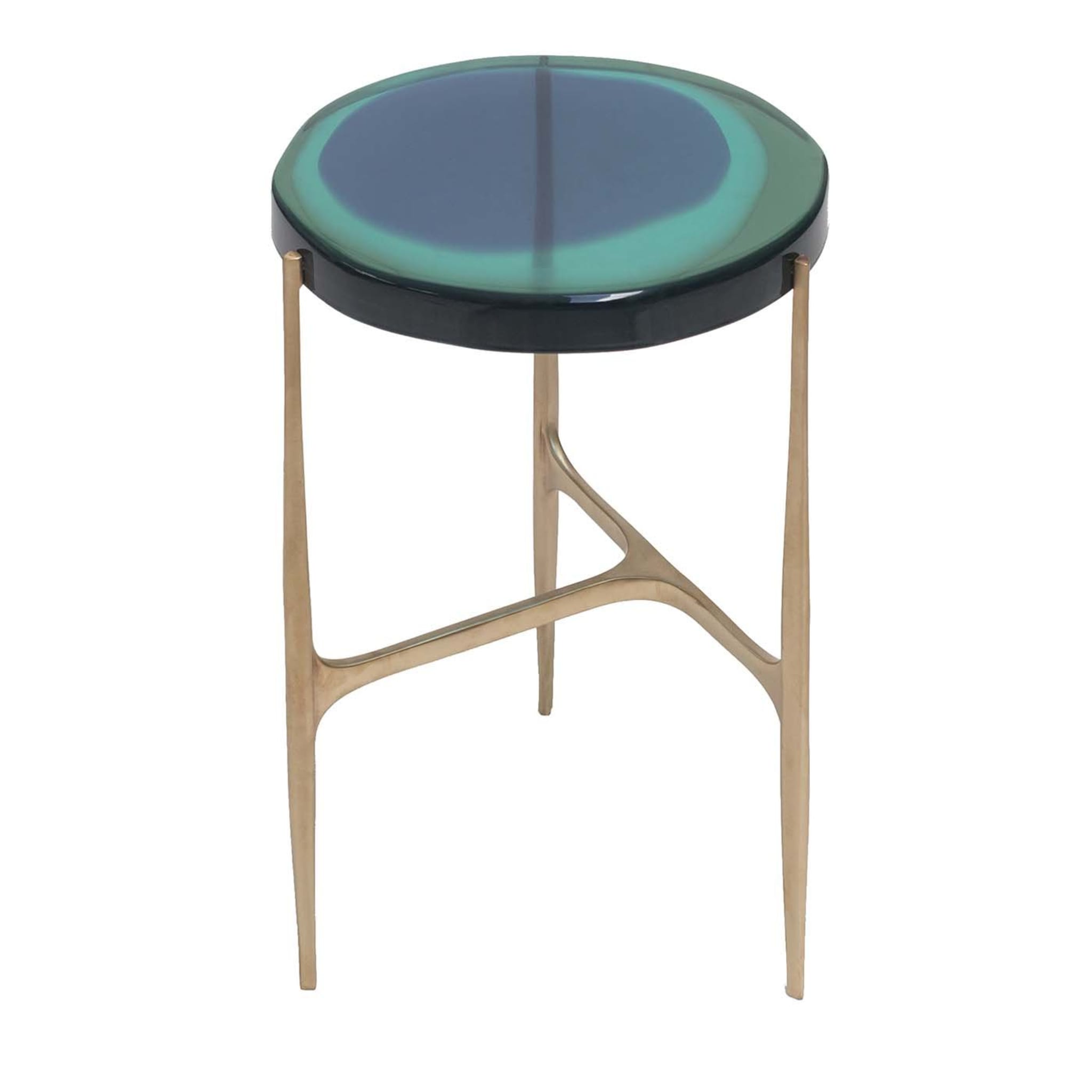 Agatha Modern Bronze Resin Low Side Table Turquoise - Main view