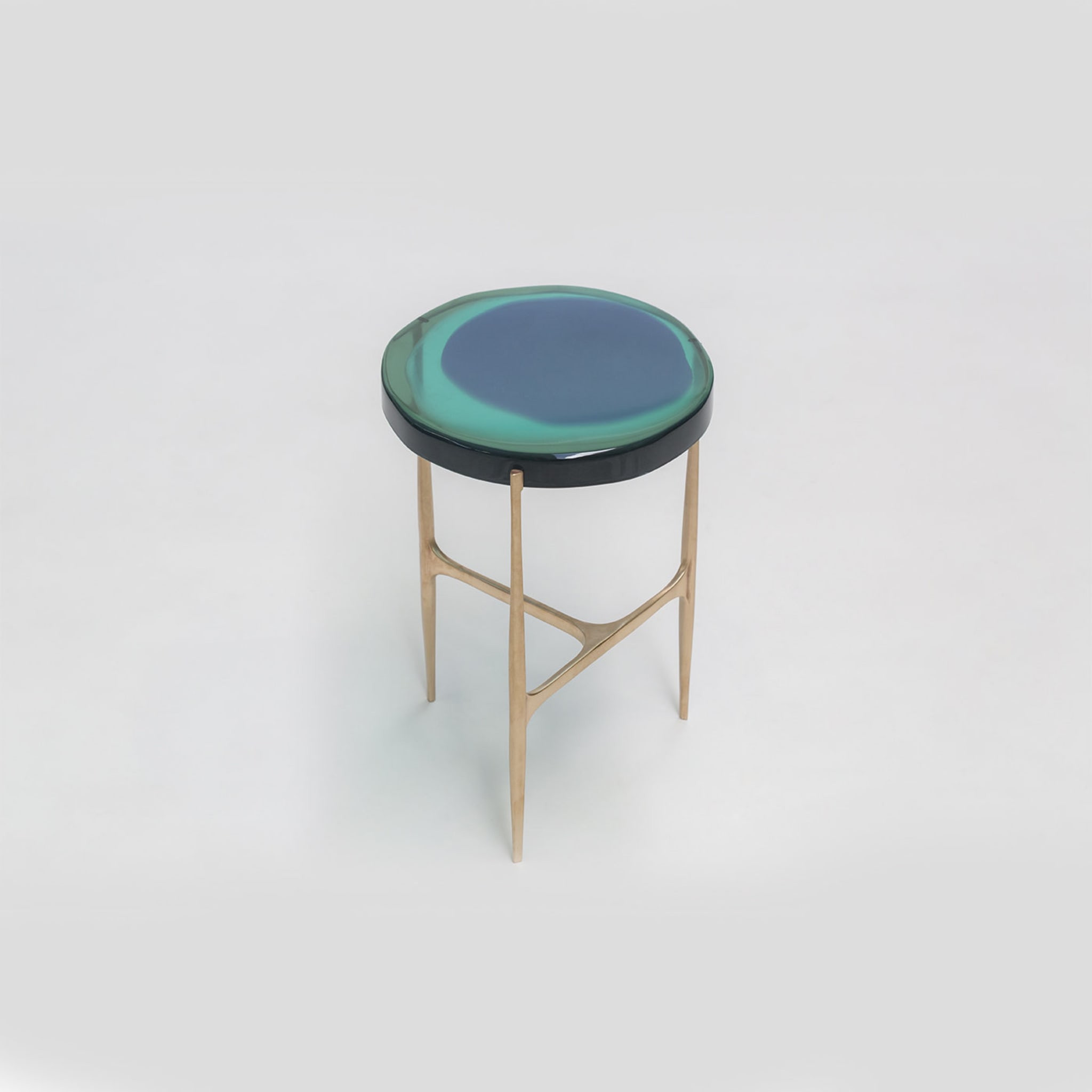 Agatha Modern Bronze Resin Low Side Table Turquoise - Alternative view 1