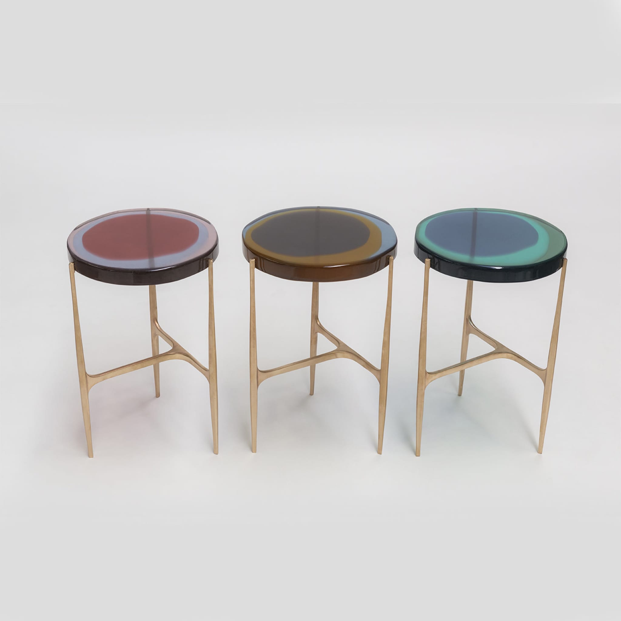 Agatha Modern Bronze Resin Low Side Table Turquoise - Alternative view 3