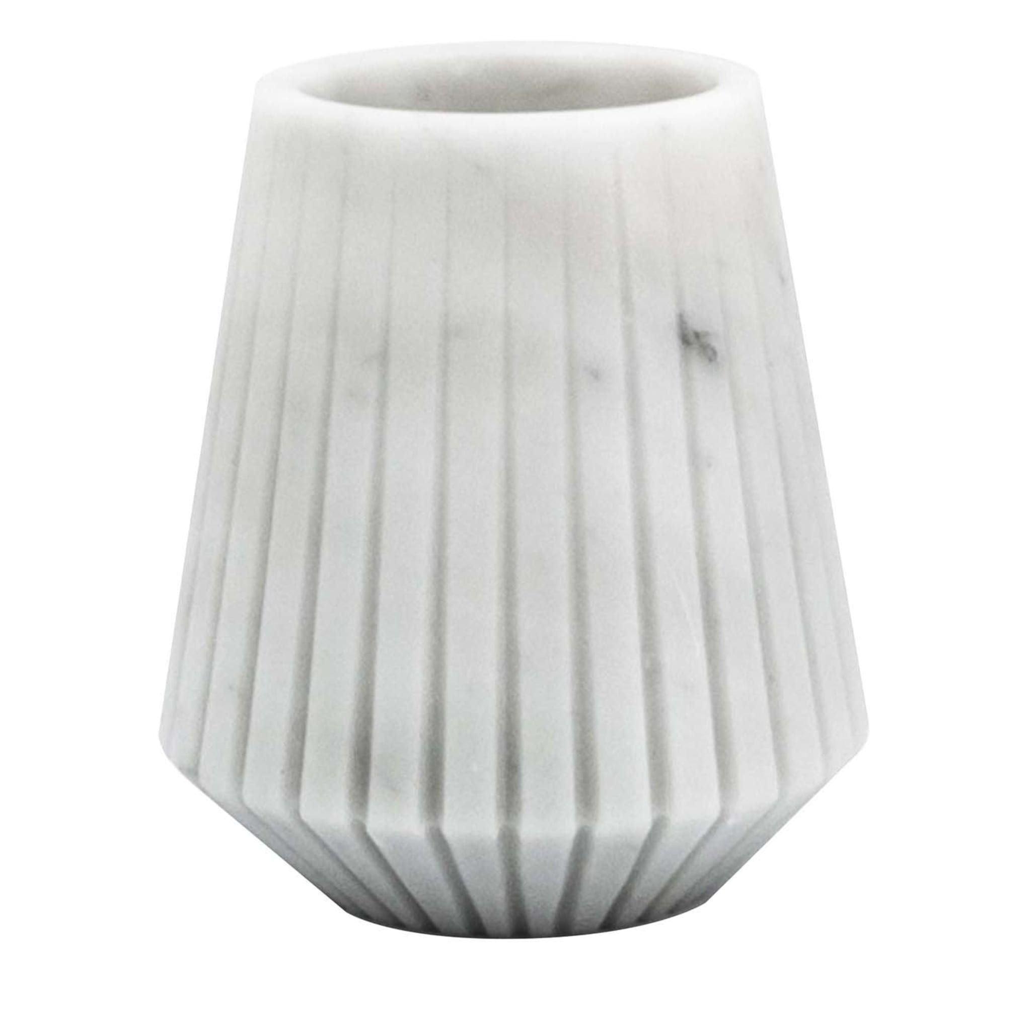 White Carrara Marble Low Vase by Jacopo Simonetti - Main view