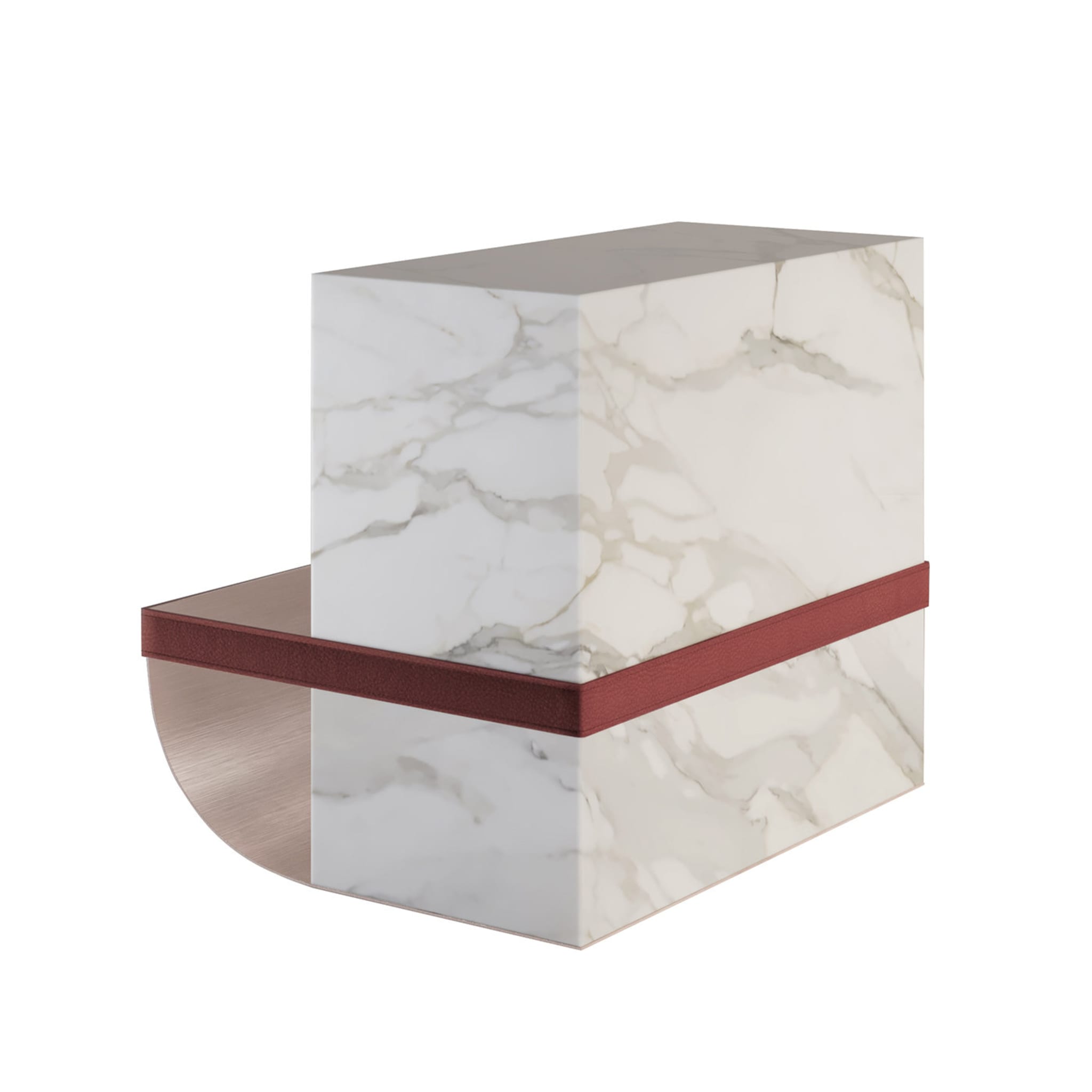 Ambrogio Side Table with Red Leather - Alternative view 1