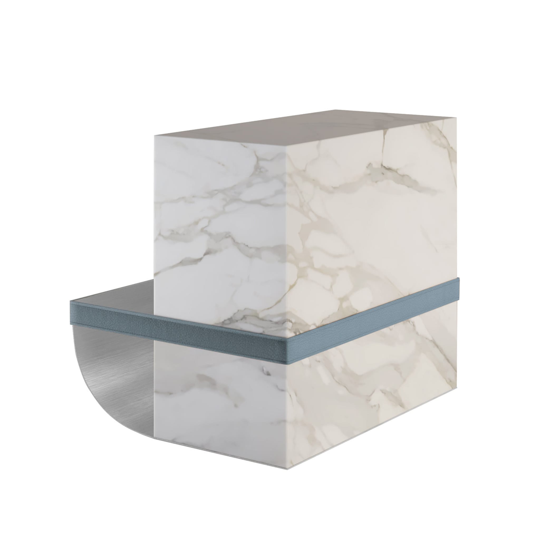 Ambrogio Side Table with Light Blue Leather - Alternative view 1