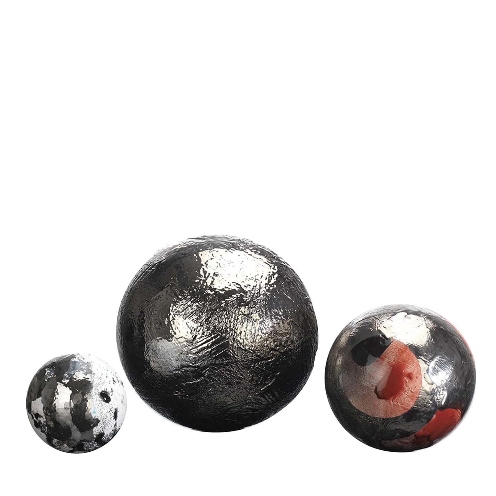 Set of Three B-Human Decorative Clay and Platinum Spheres  - Main view