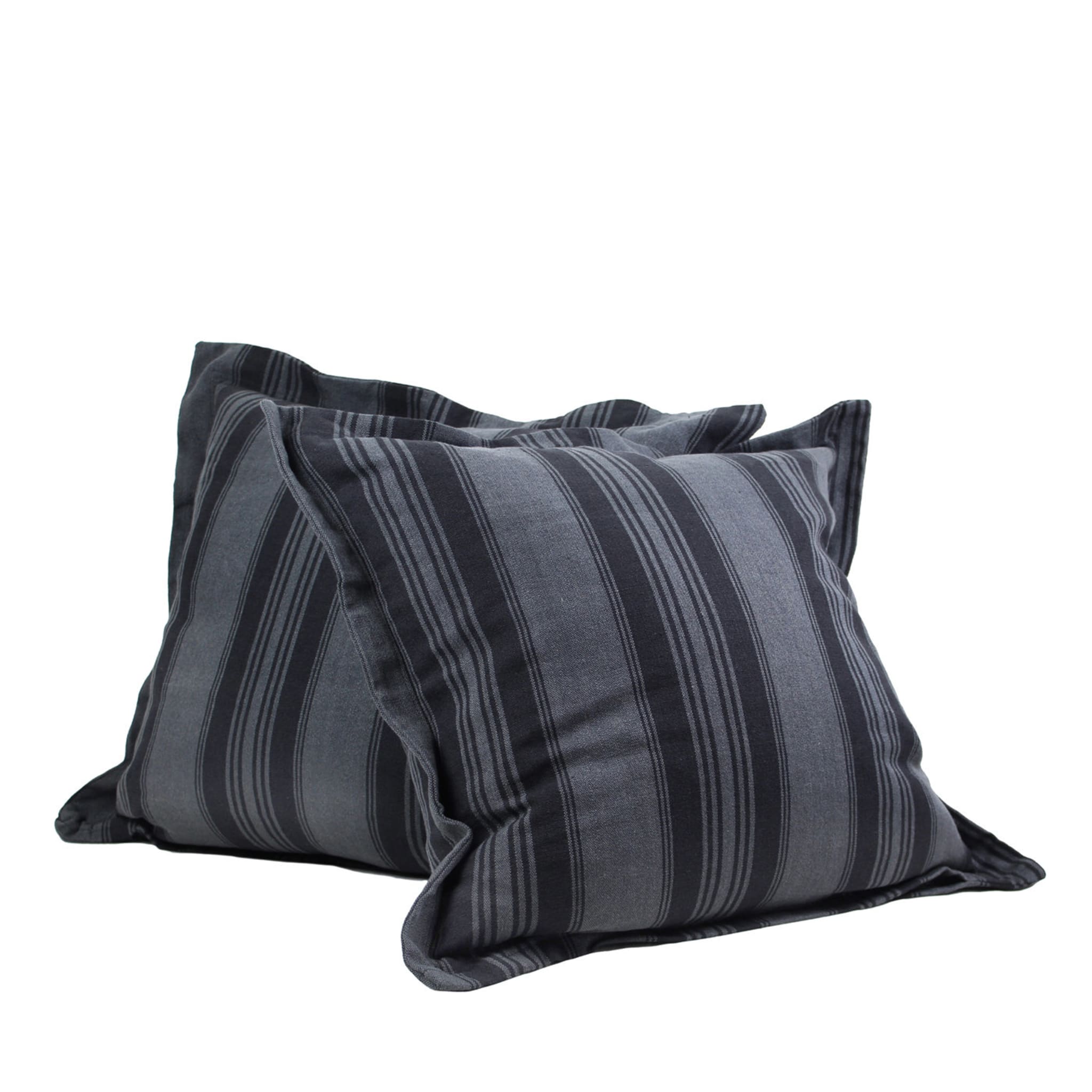 Set of 2 Black and Gray Stripes Cushions  - Main view
