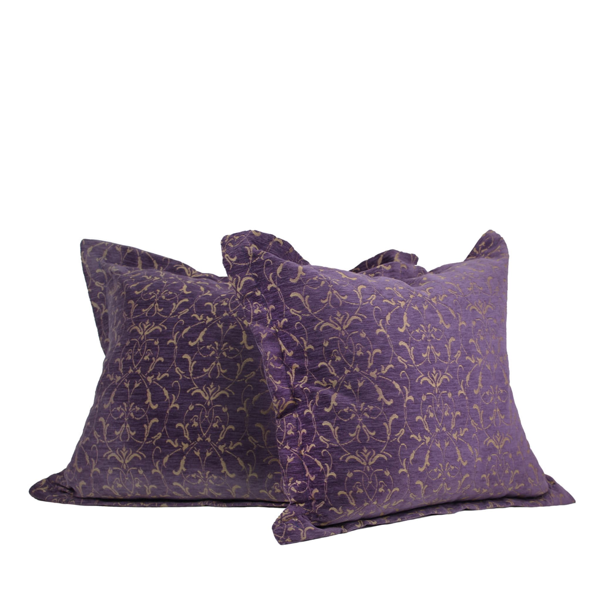 Set of 2 Over-Sized Purple Damascus Cushions  - Main view