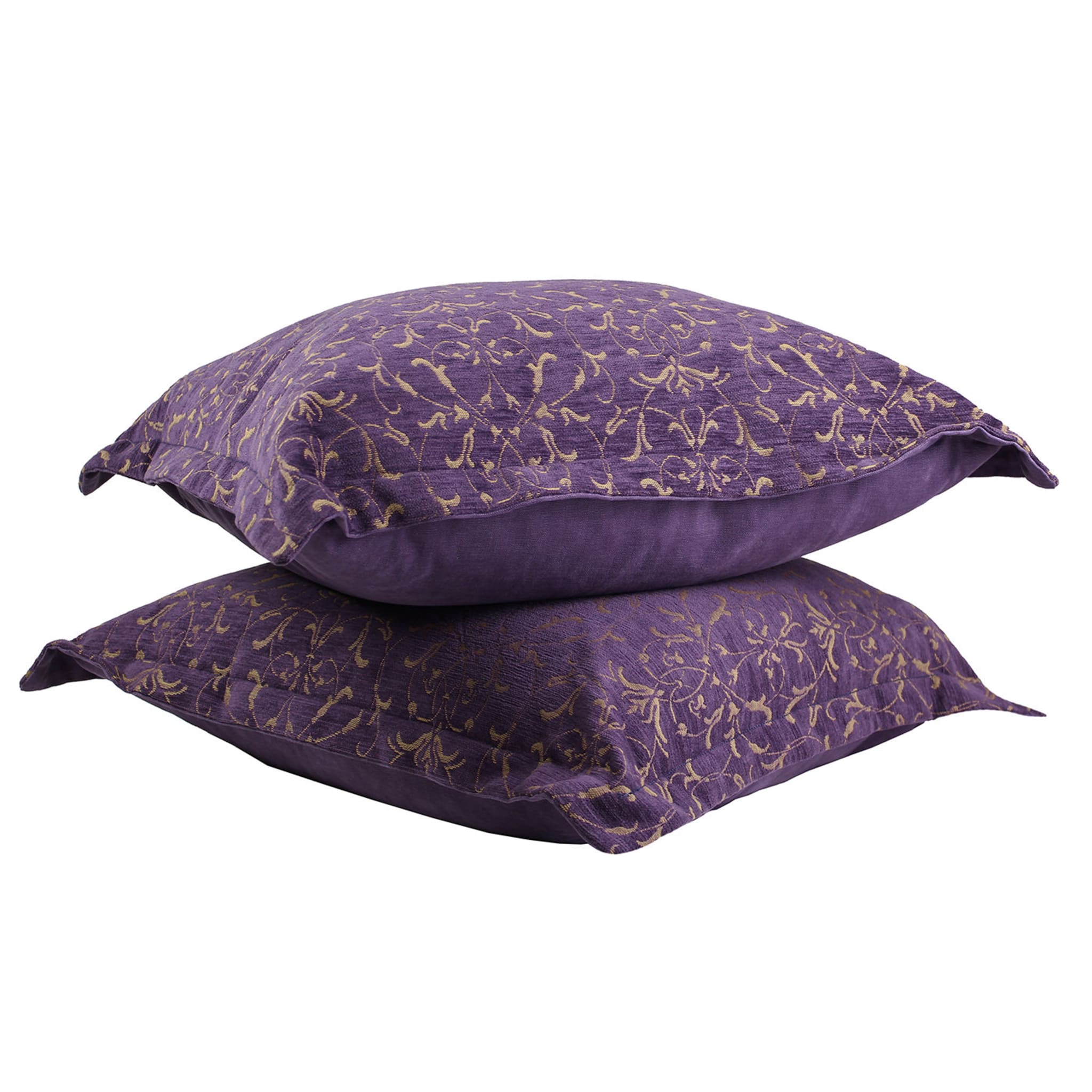 Set of 2 Over-Sized Purple Damascus Cushions  - Alternative view 1